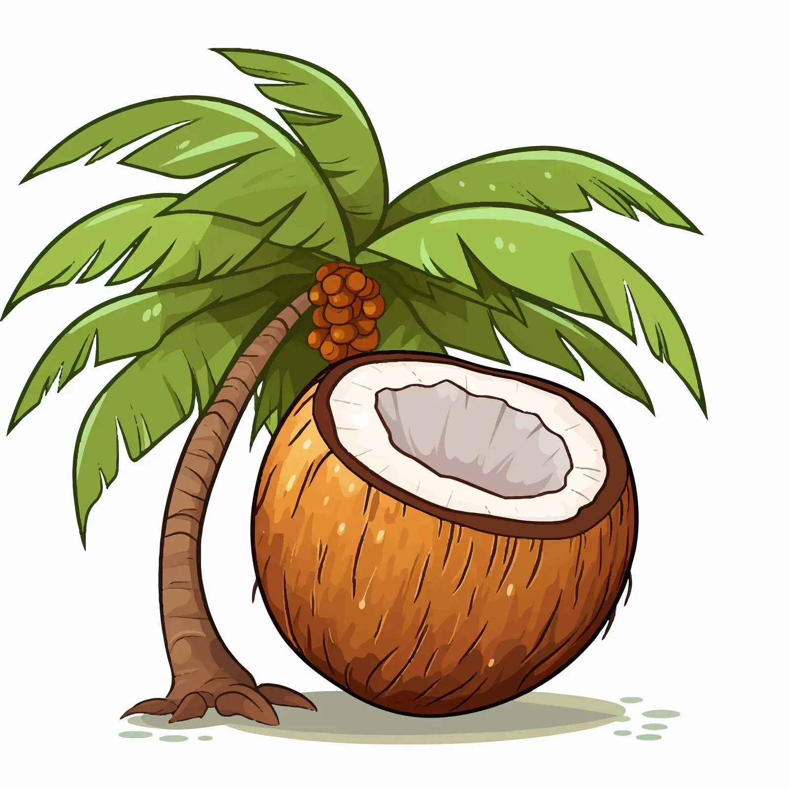 Closeup Coconut Tree with Coconuts Vector Art — free download from Dotvec