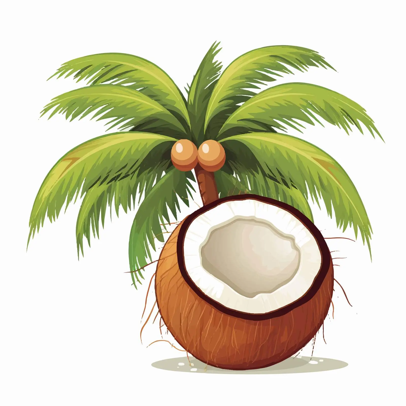 Closeup Coconut Tree with Coconuts Vector Artwork — free download from Dotvec