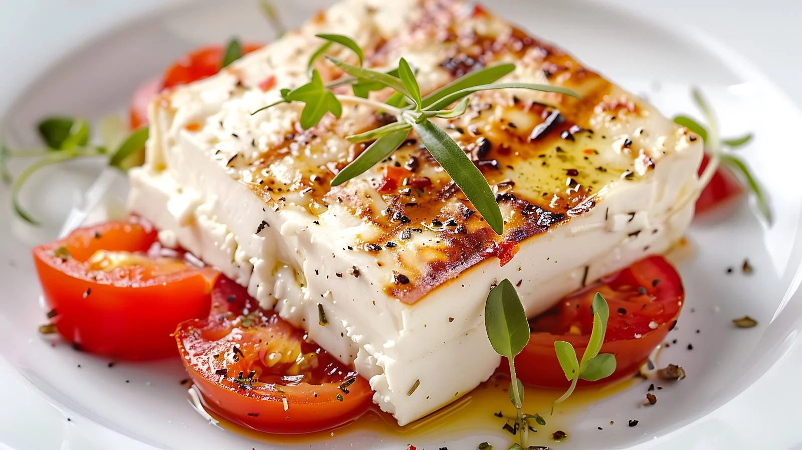 Delicious Grilled Feta Cheese with Tomato — free download from Dotvec