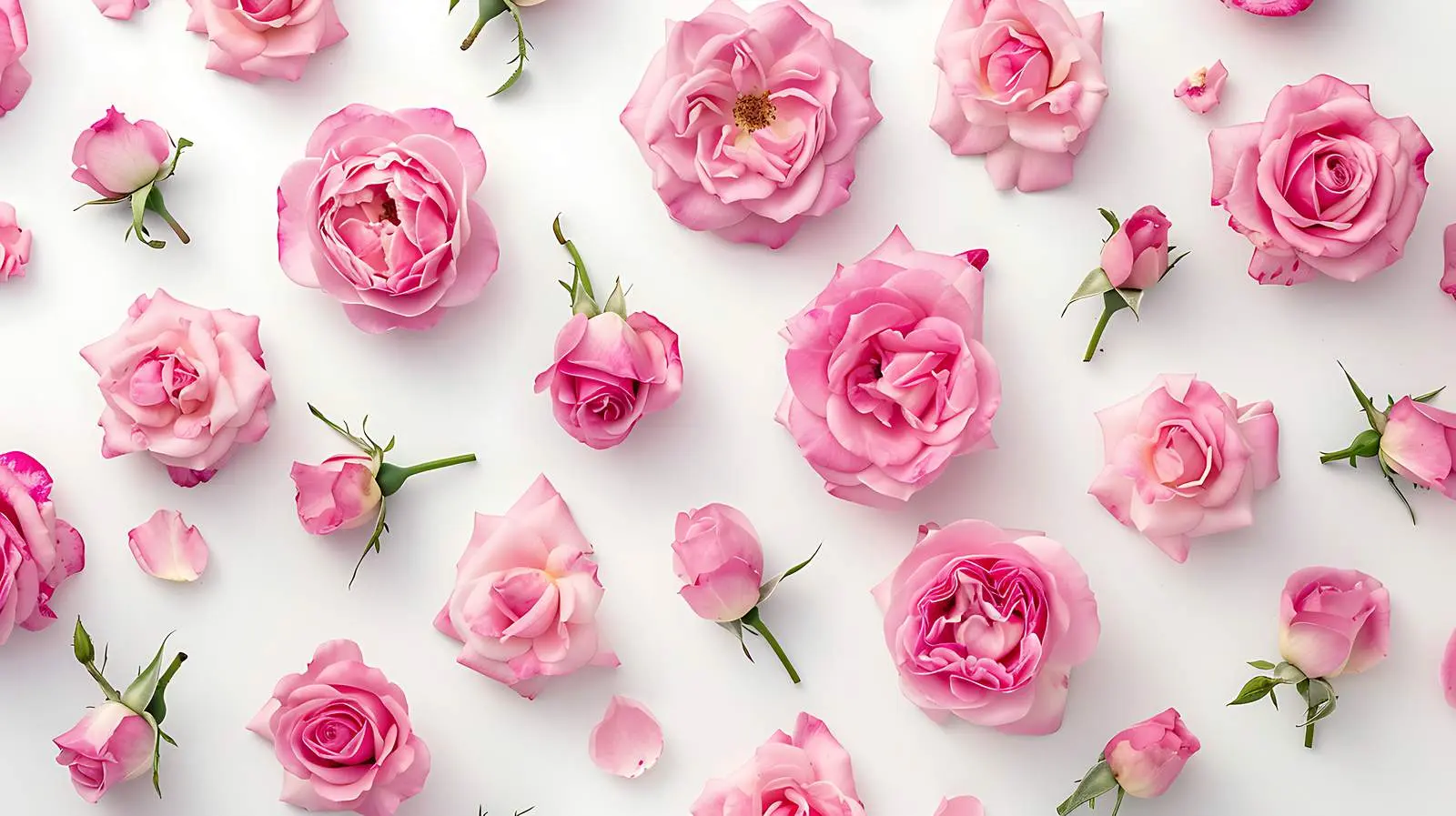 Closeup of Pink Rose Flowers Flat Lay — free download from Dotvec