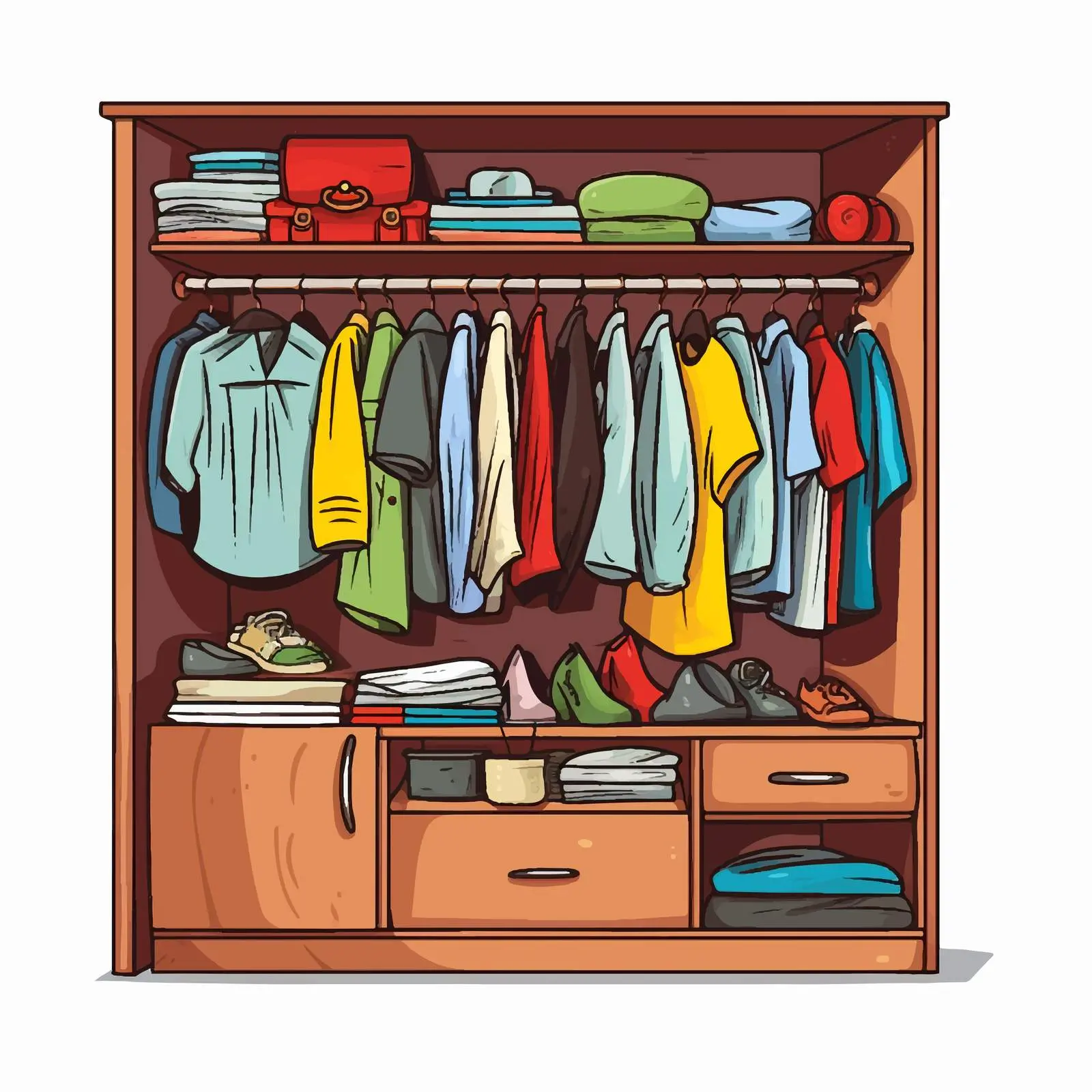Stylish Wardrobe with Accessories and Clothes — free download from Dotvec