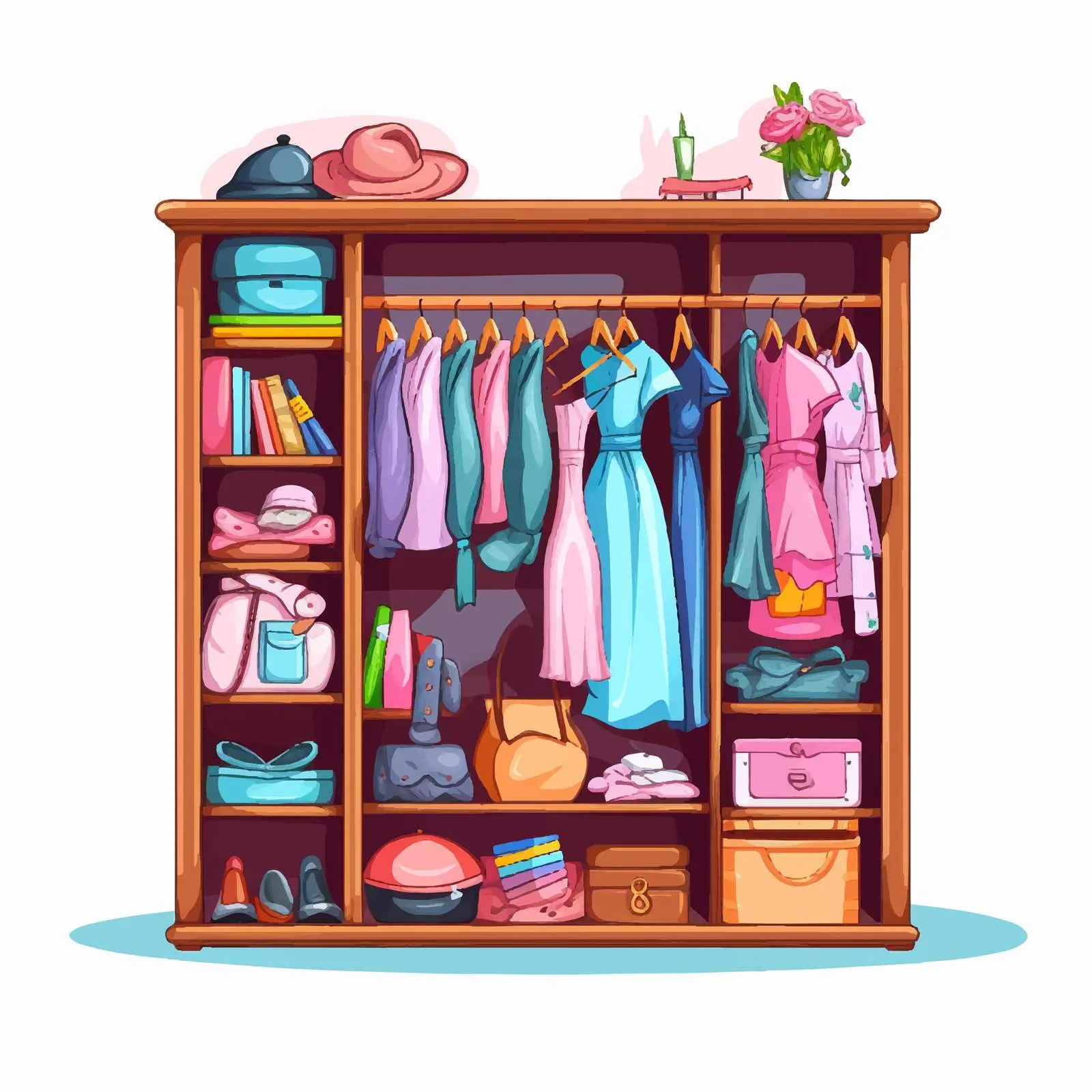Stylish Wardrobe with Accessories and Clothing — free download from Dotvec