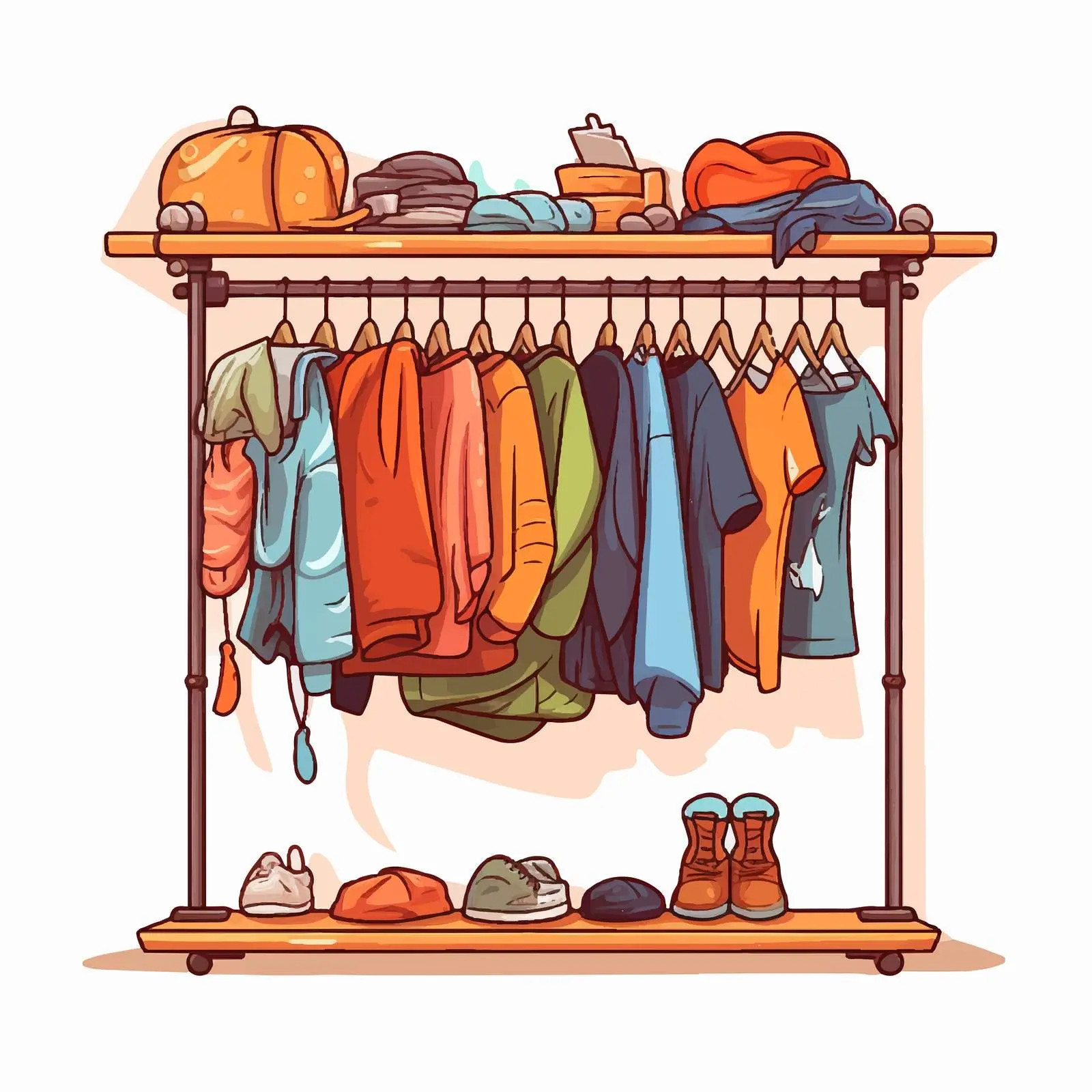 Clothes and Accessories on Clothesline Vector — free download from Dotvec