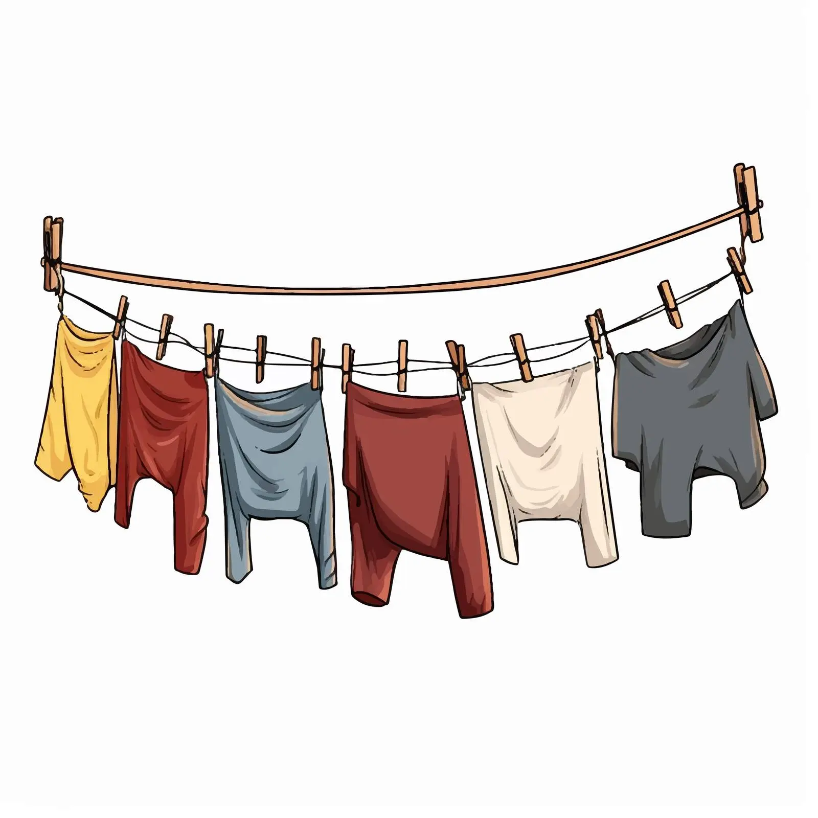 Colorful Cartoon Clothesline Vector Illustration — free download from Dotvec