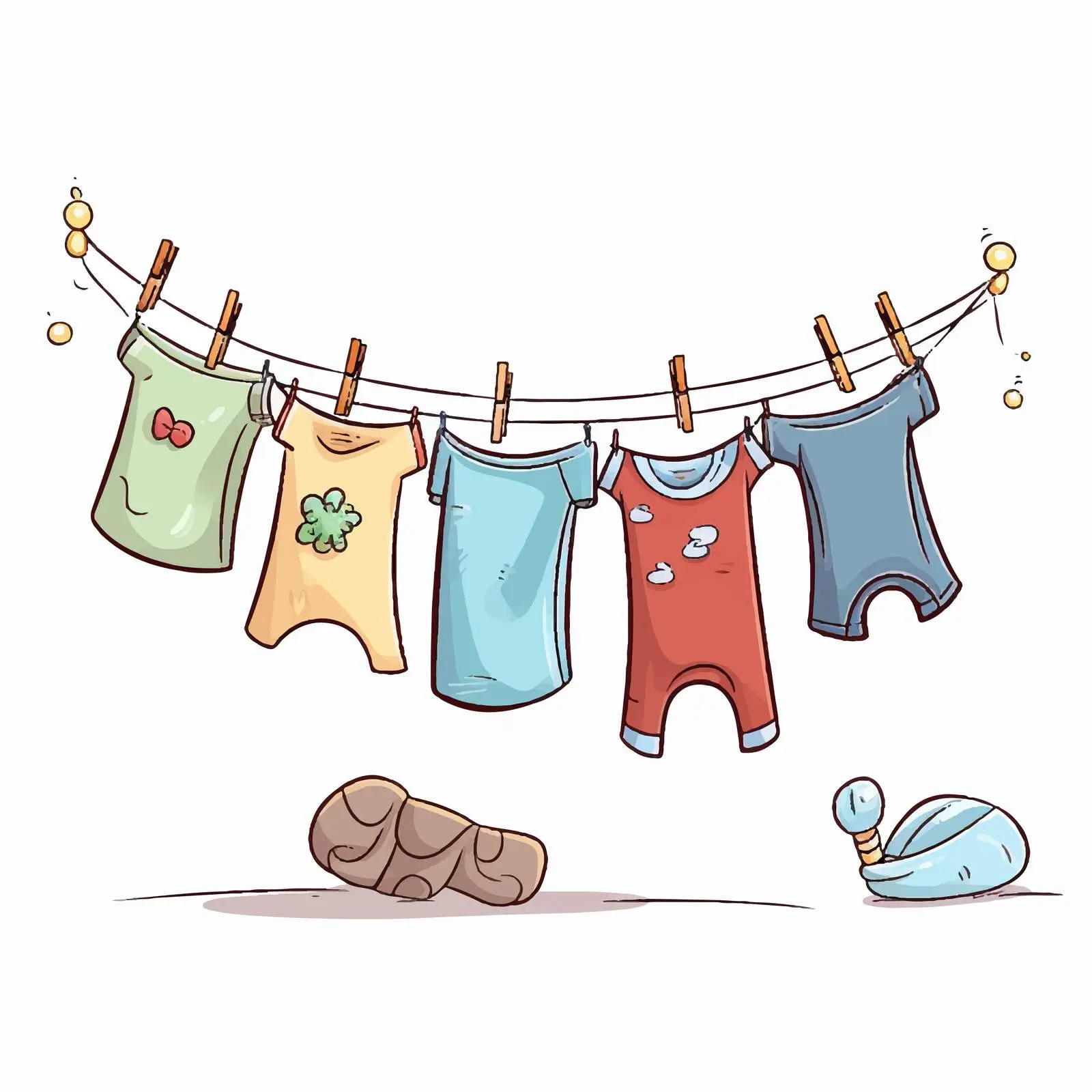 Cartoon Clothes Line Vector Illustration — free download from Dotvec