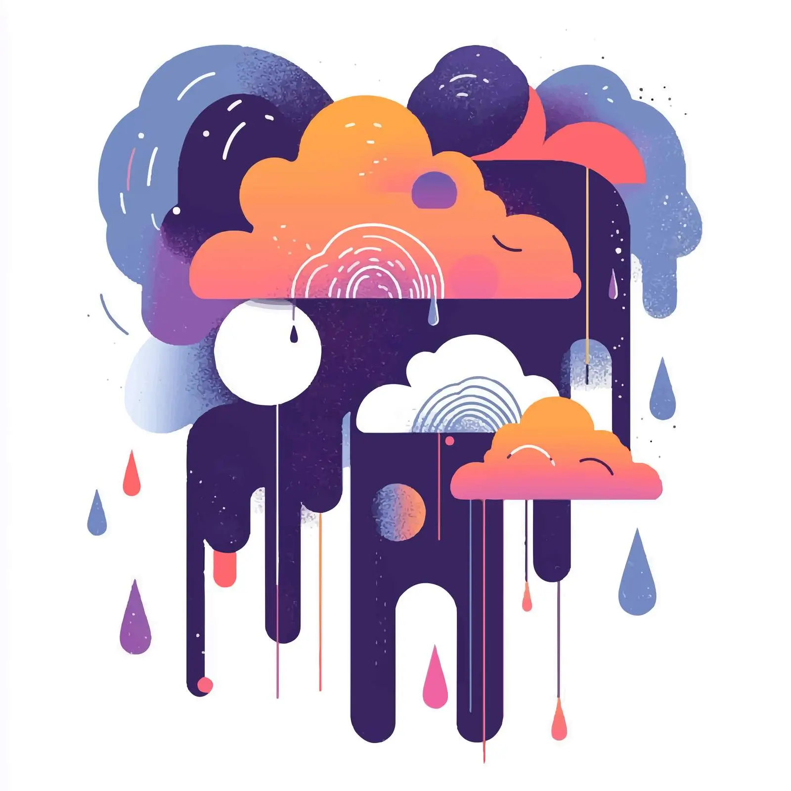 Cartoon Cloud and Rain Vector Design — free download from Dotvec