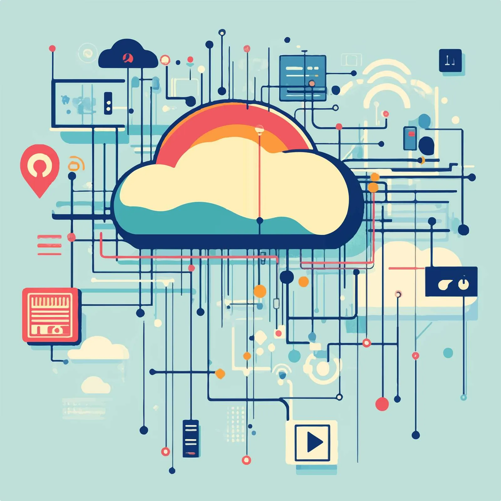 Cloud Computing Data Technology Vector Illustration — free download from Dotvec