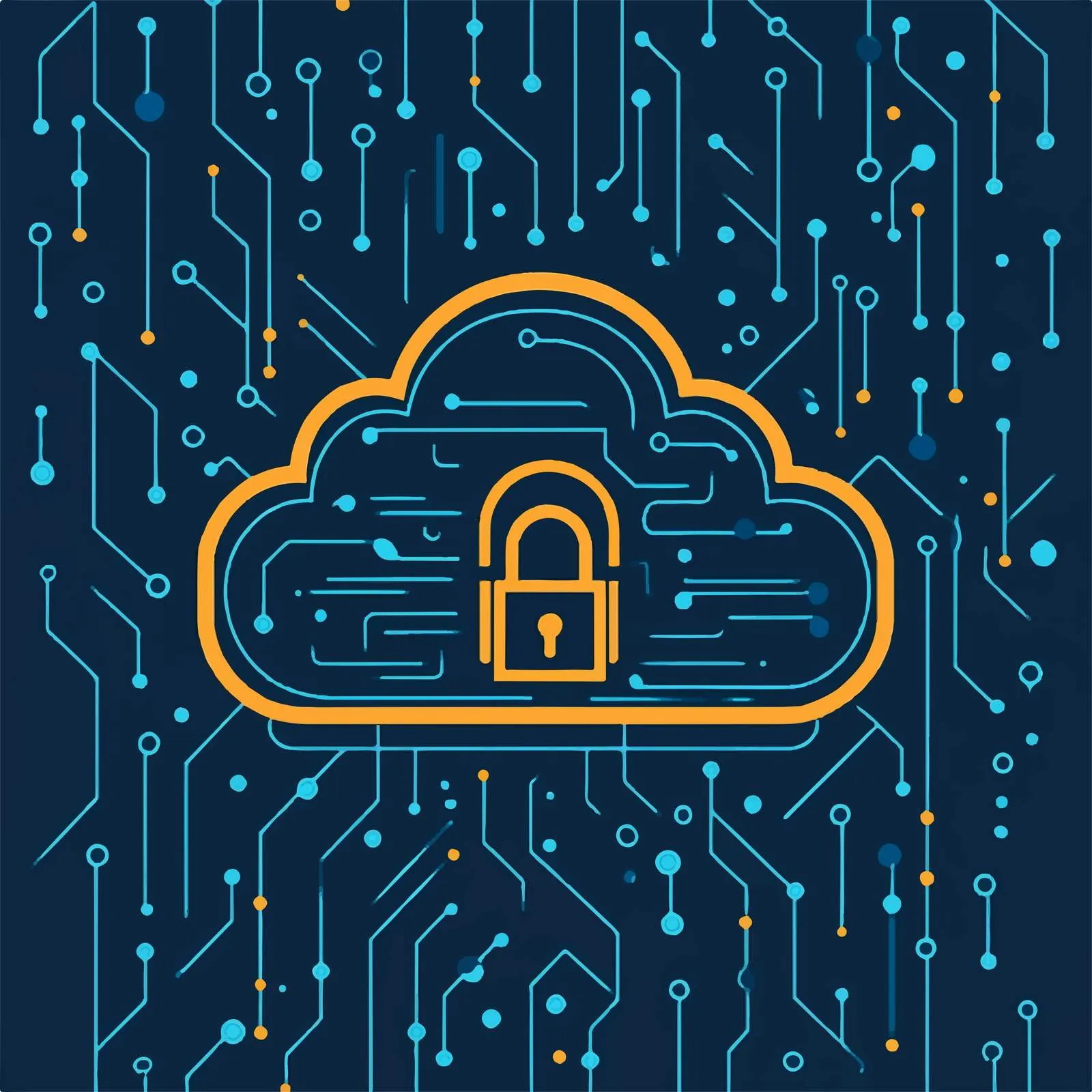 Cloud Computing Security Lock Vector Illustration – free it security image from Dotvec