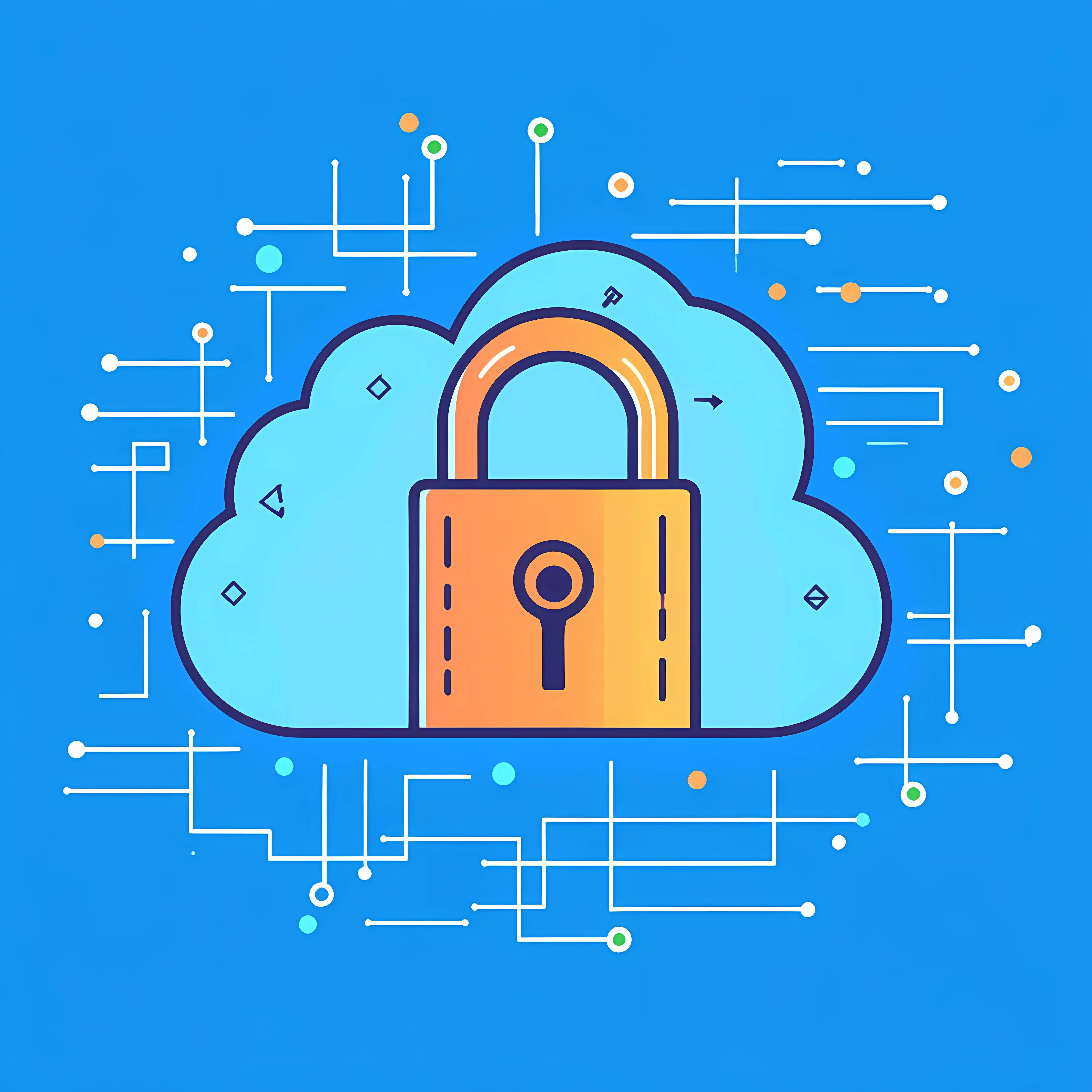 Cloud Computing Lock Security Vector Illustration – free it security image from Dotvec