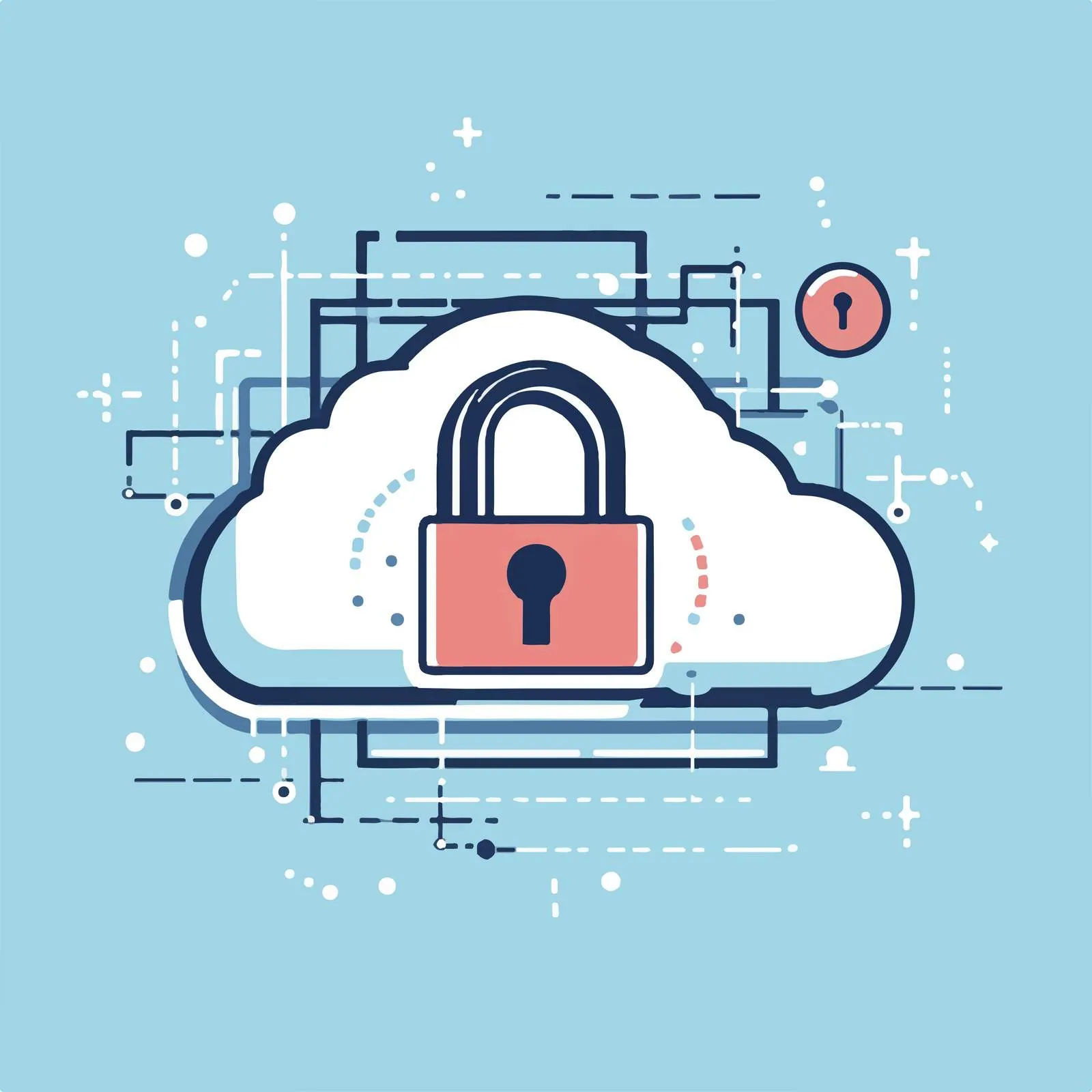 Cloud Computing Security Lock Vector Illustration – free it security image from Dotvec