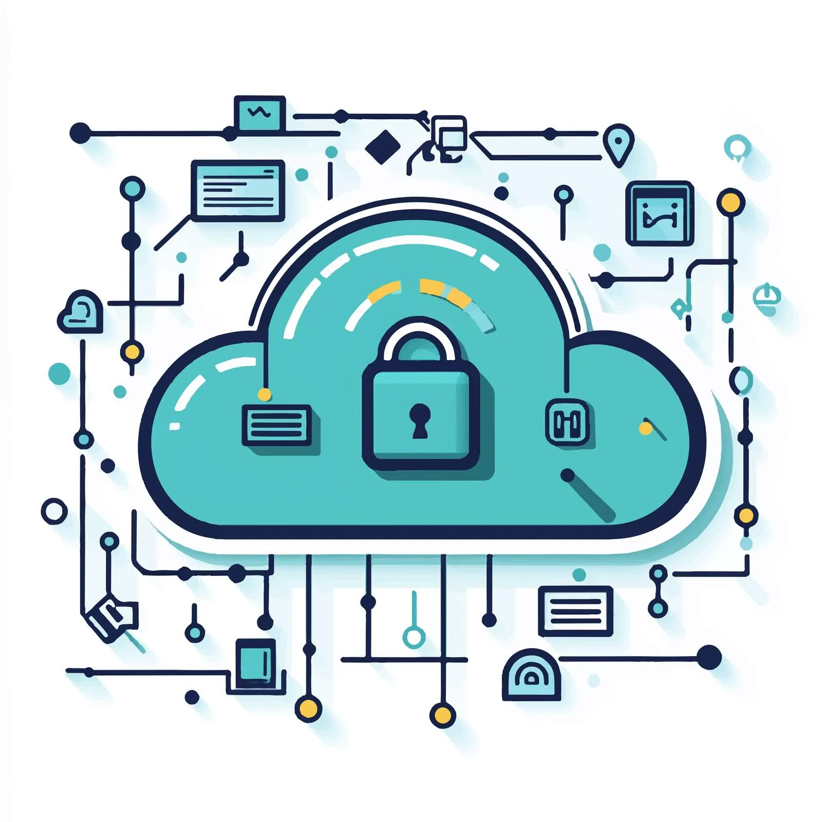 Cloud Computing Security Vector Illustration – free it security image from Dotvec
