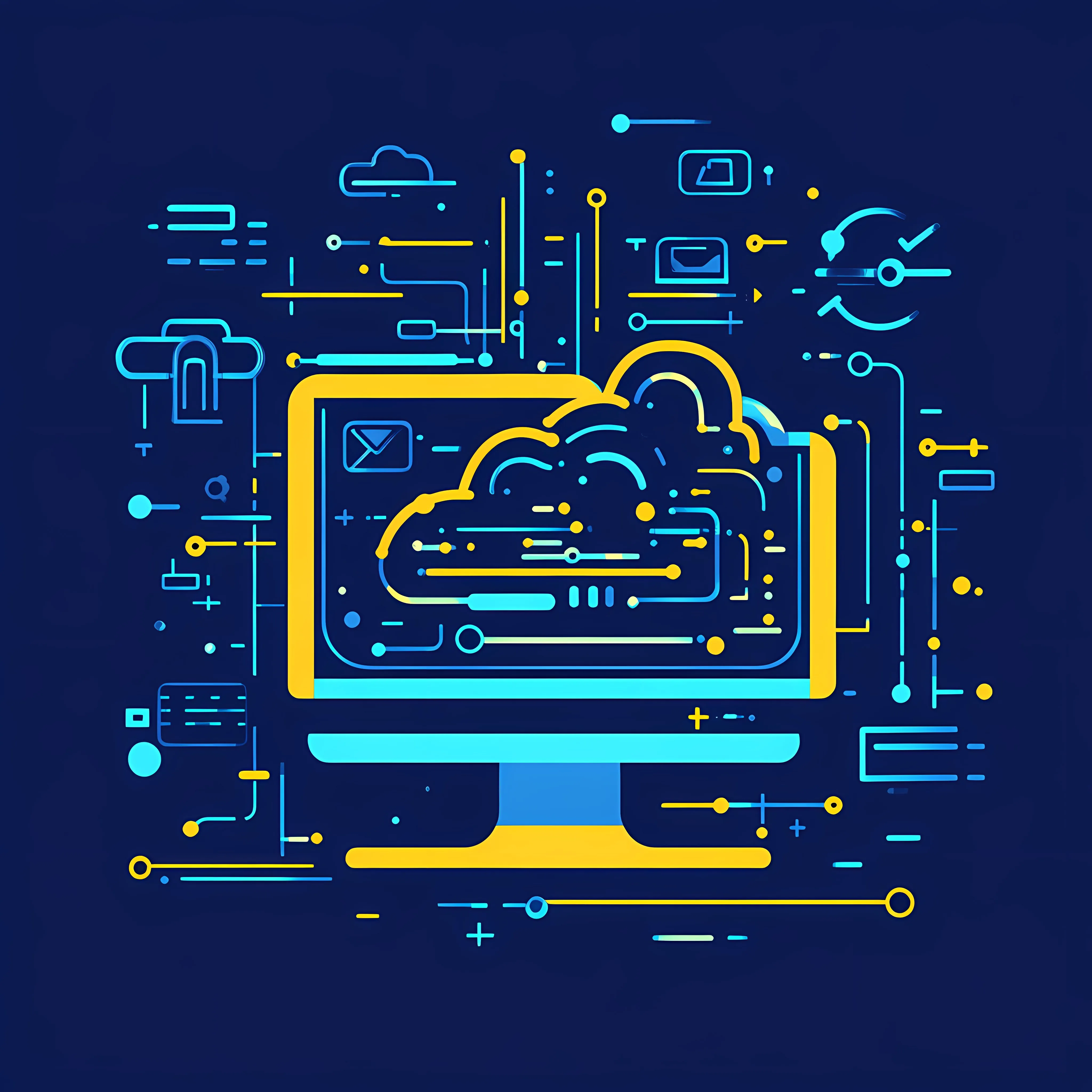 Cloud Technology and Programming Code Illustration – free app development image from Dotvec