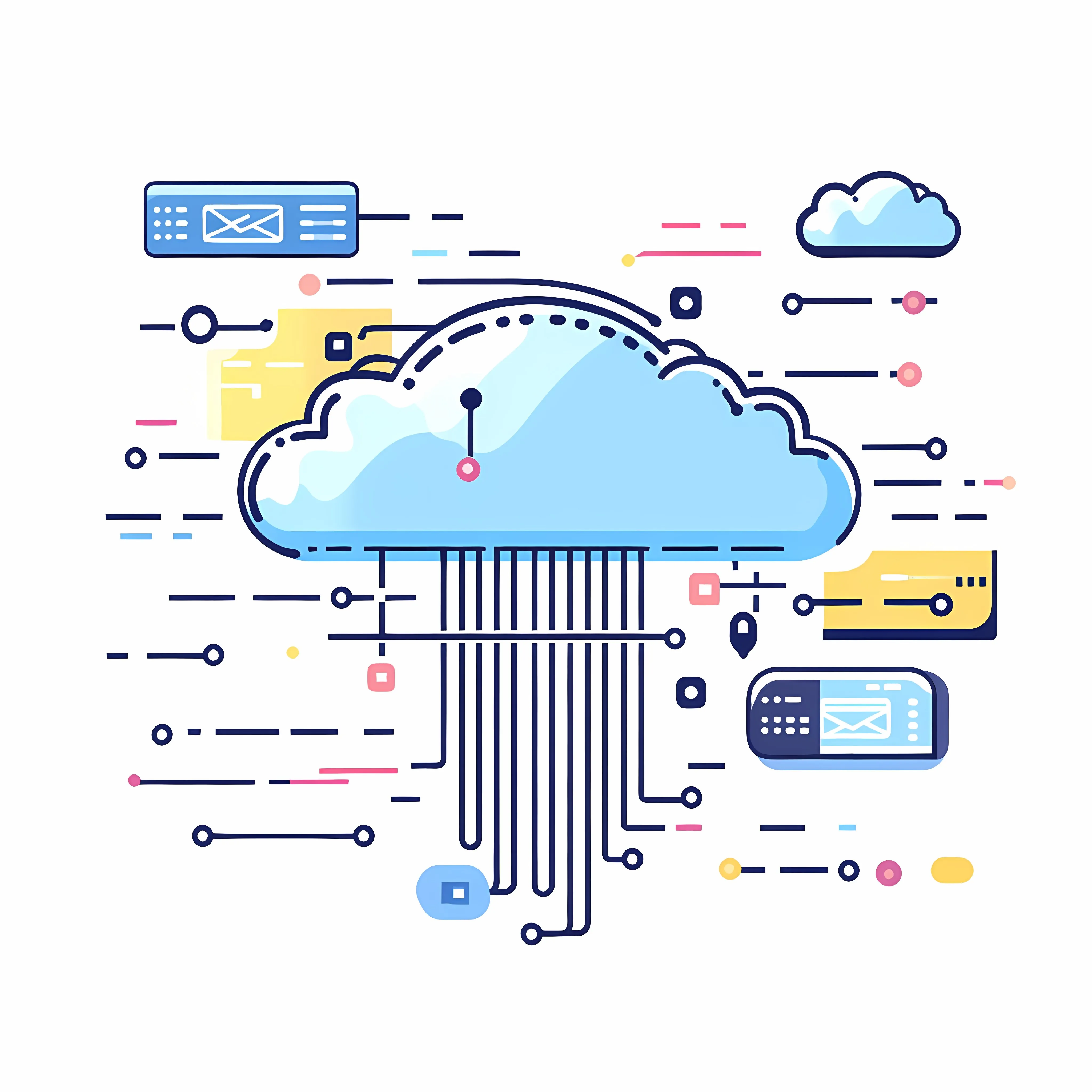 Cloud Technology and Programming Code Illustration — free download from Dotvec