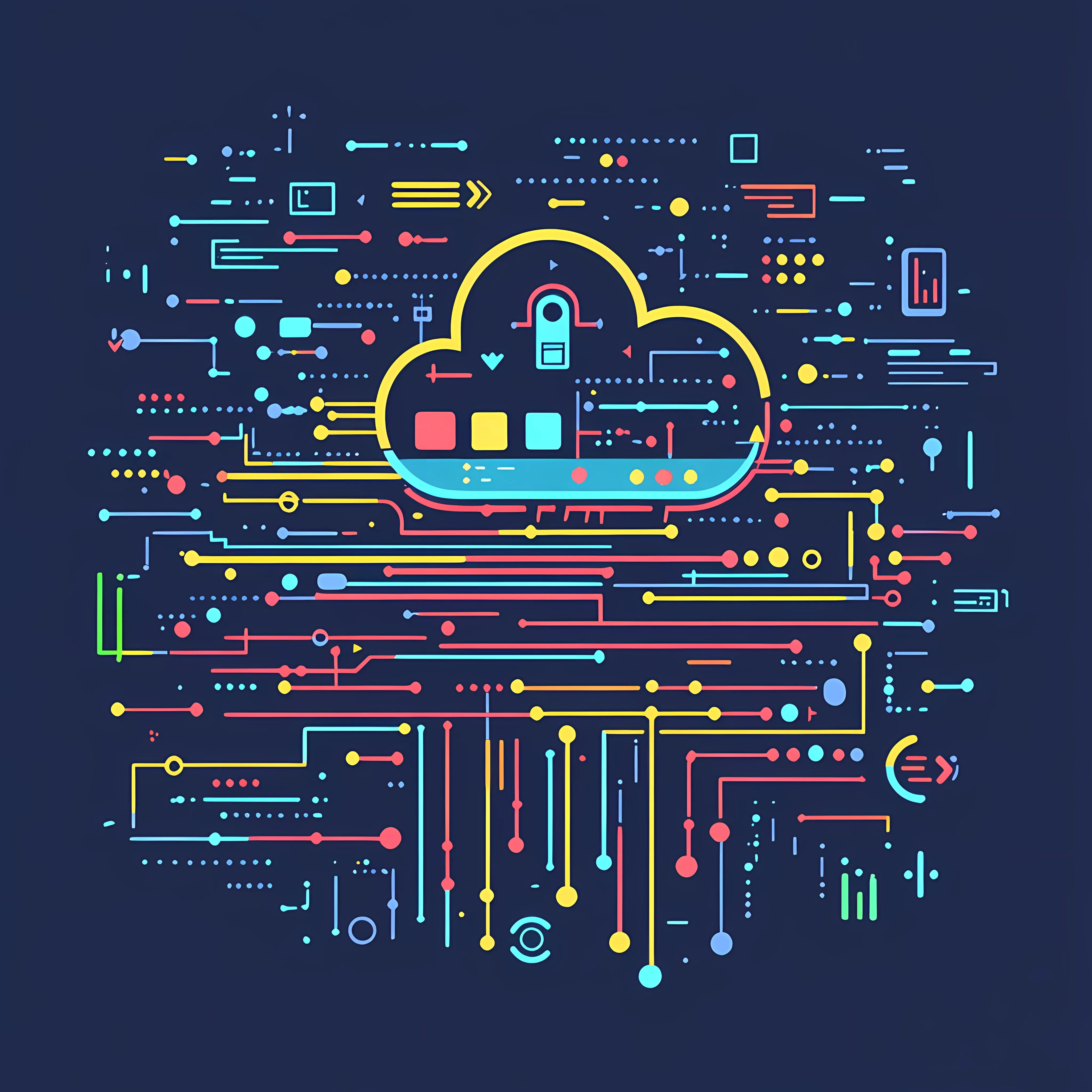 Cloud Technology Programming Code Vector Illustration – free mobile applications image from Dotvec