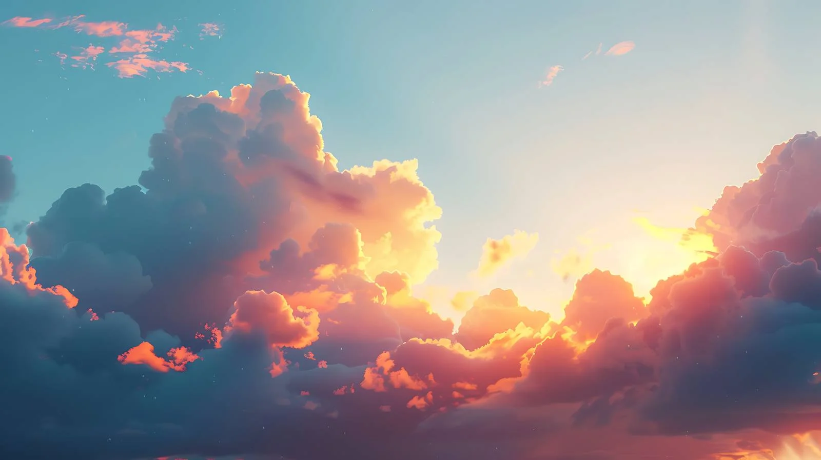 Sunset casting light on evening clouds — free download from Dotvec