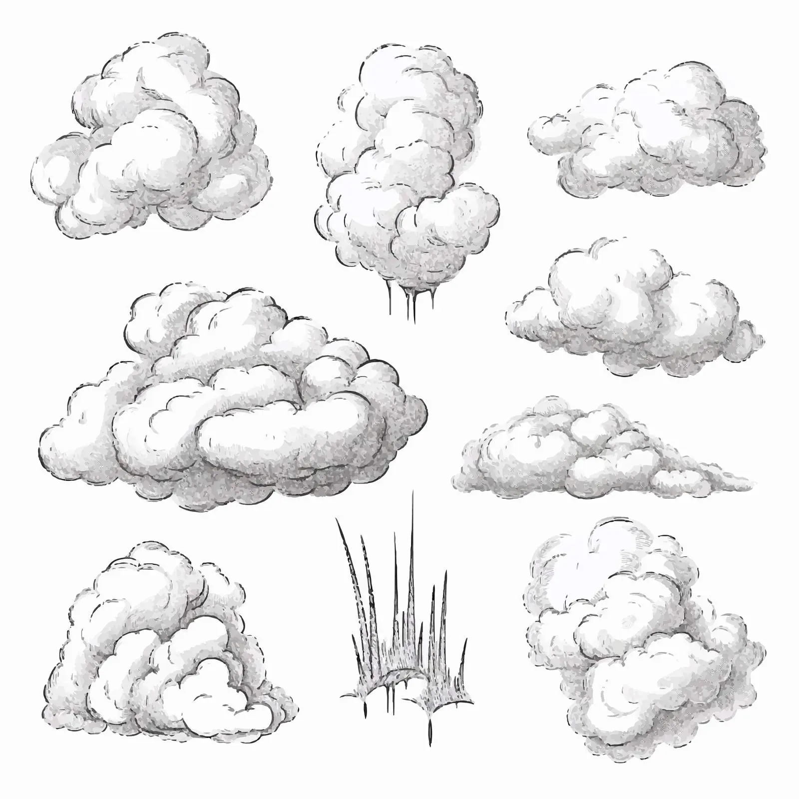 Medieval Clouds Sketch Vector Illustration — free download from Dotvec