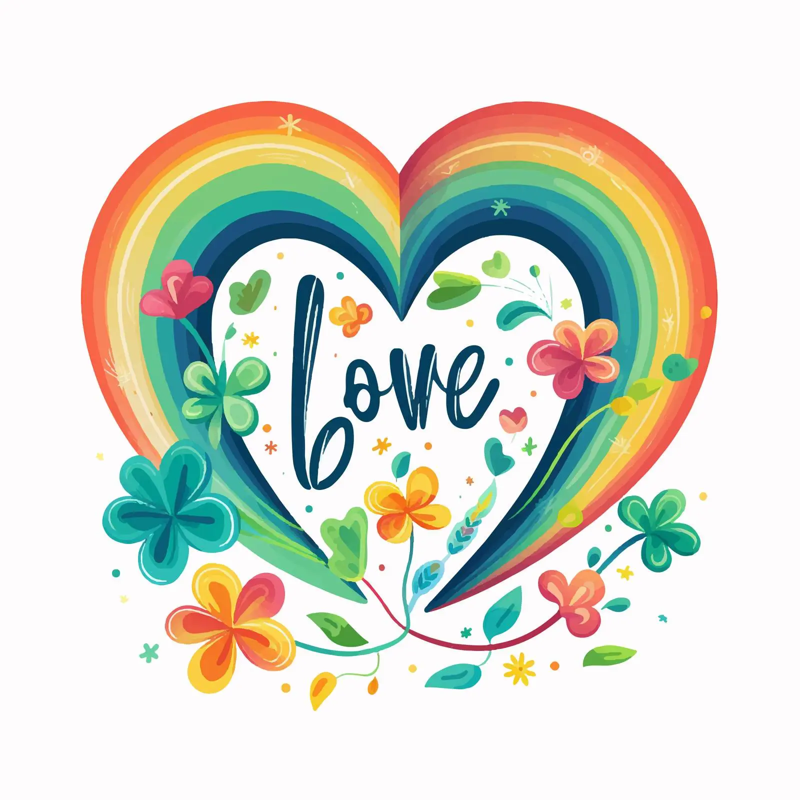 Cute Clover Shamrock Greeting Card with Love Inscription — free download from Dotvec