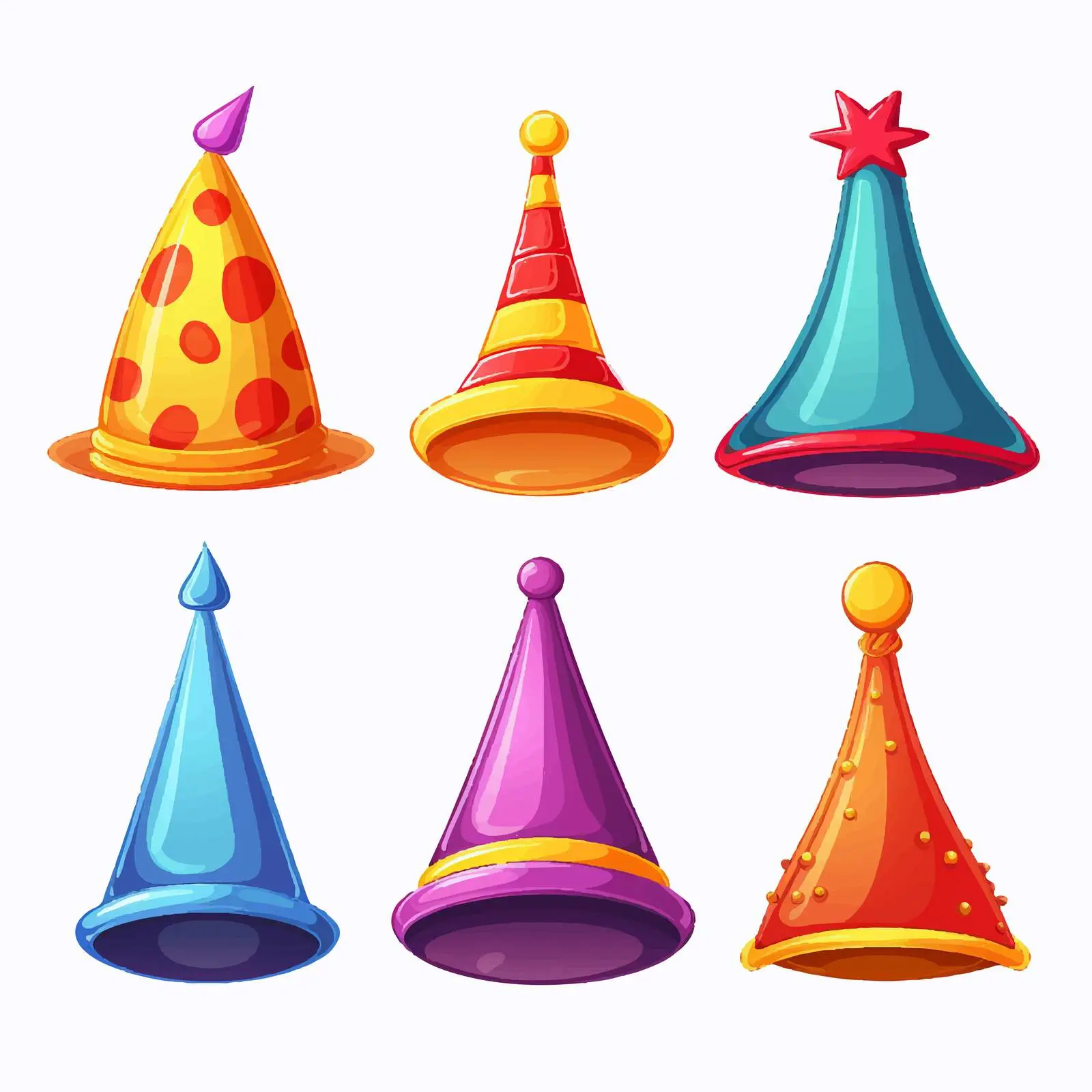 Colorful Clown Hats Vector Illustration – free clown costume image from Dotvec