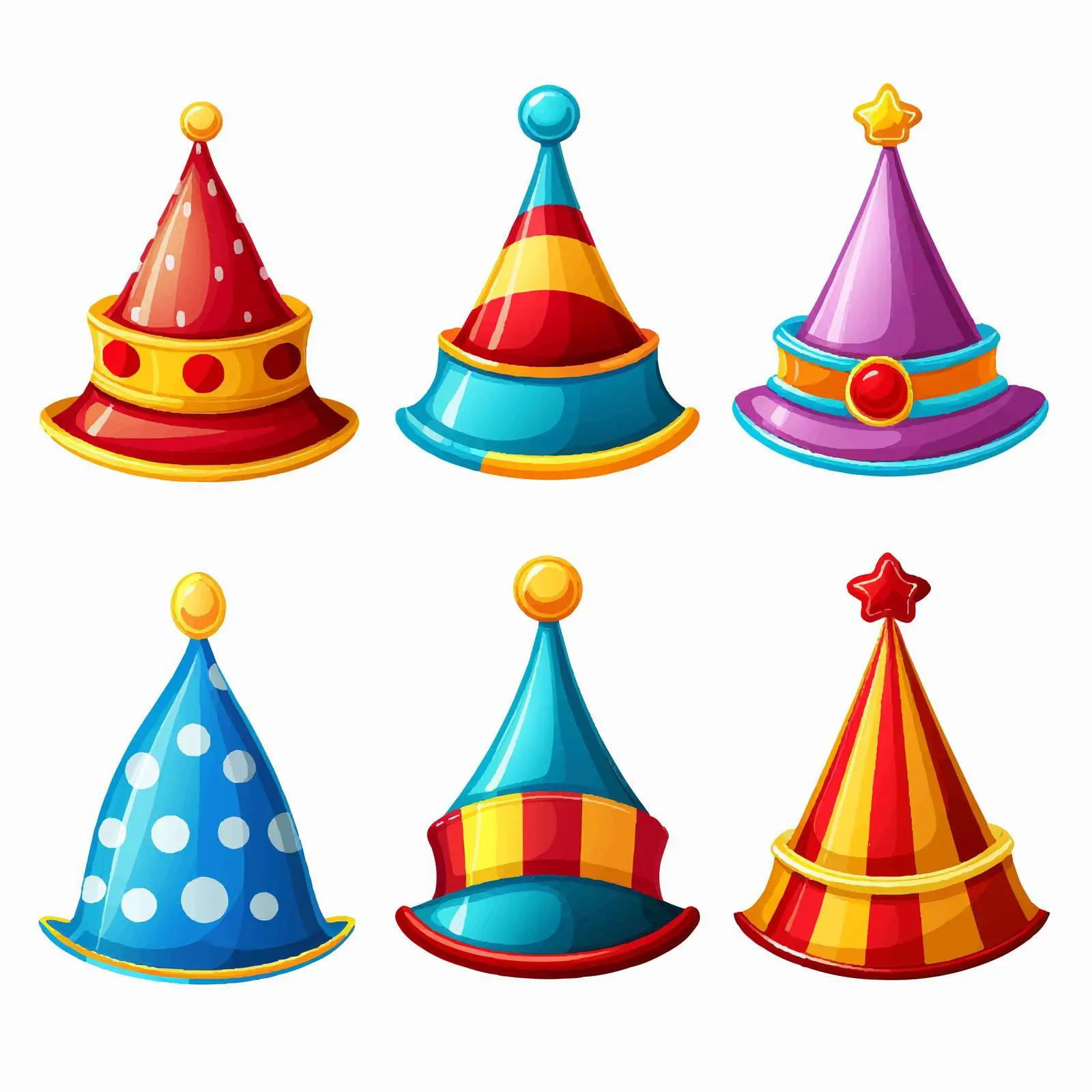 Colorful Clown Hats Vector Illustration — free download from Dotvec