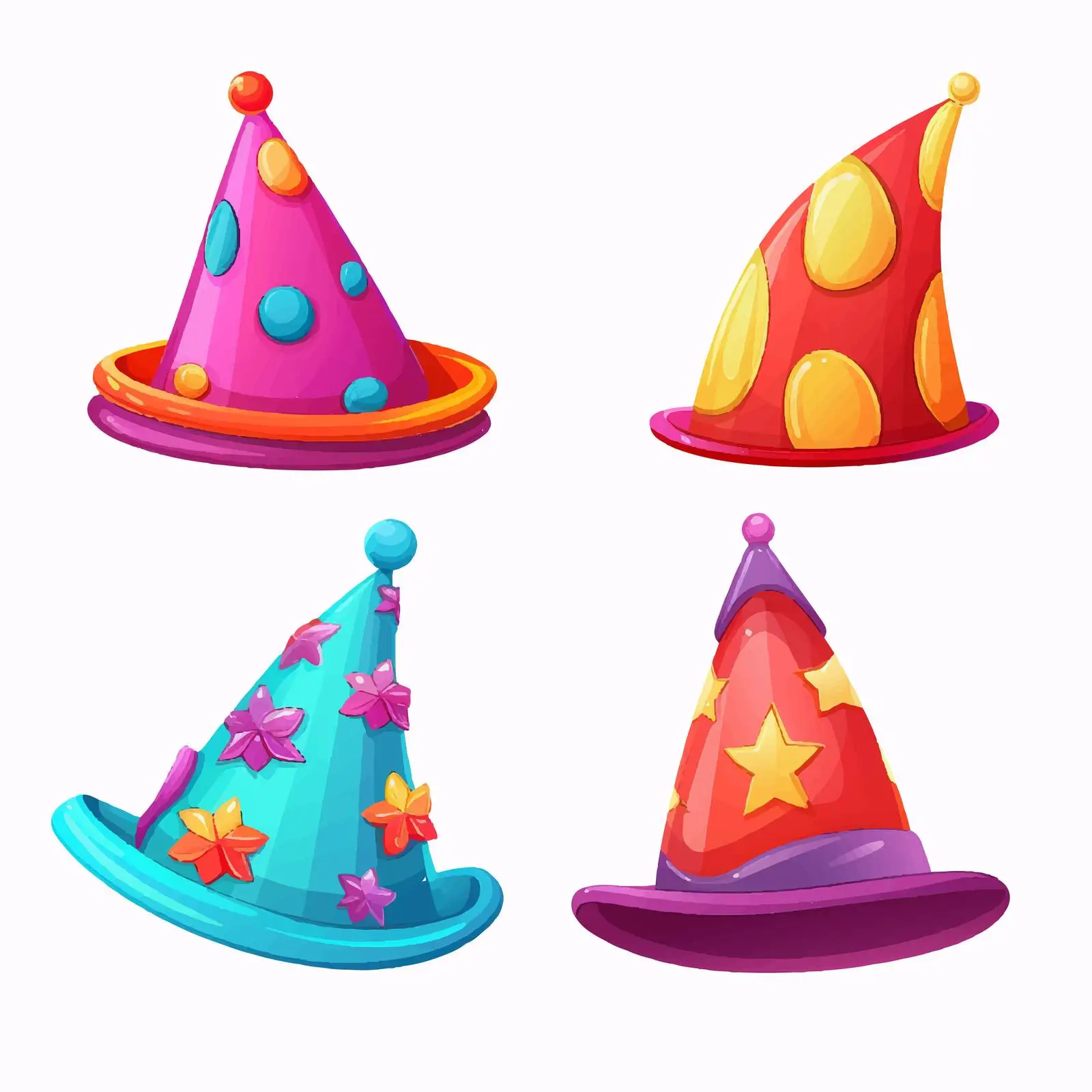 Colorful Clown Hats Vector Illustration – free childrens party image from Dotvec