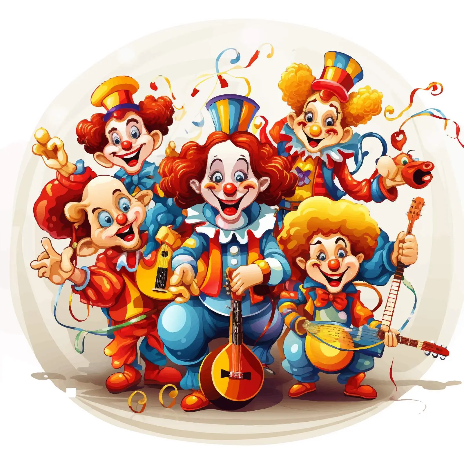 Colorful Cartoon Clowns Entertaining in Vector Art — free download from Dotvec