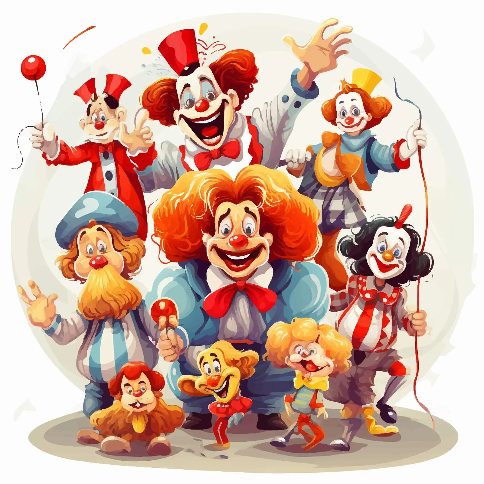 Clowns Entertaining Vector Cartoon Illustration — free download from Dotvec