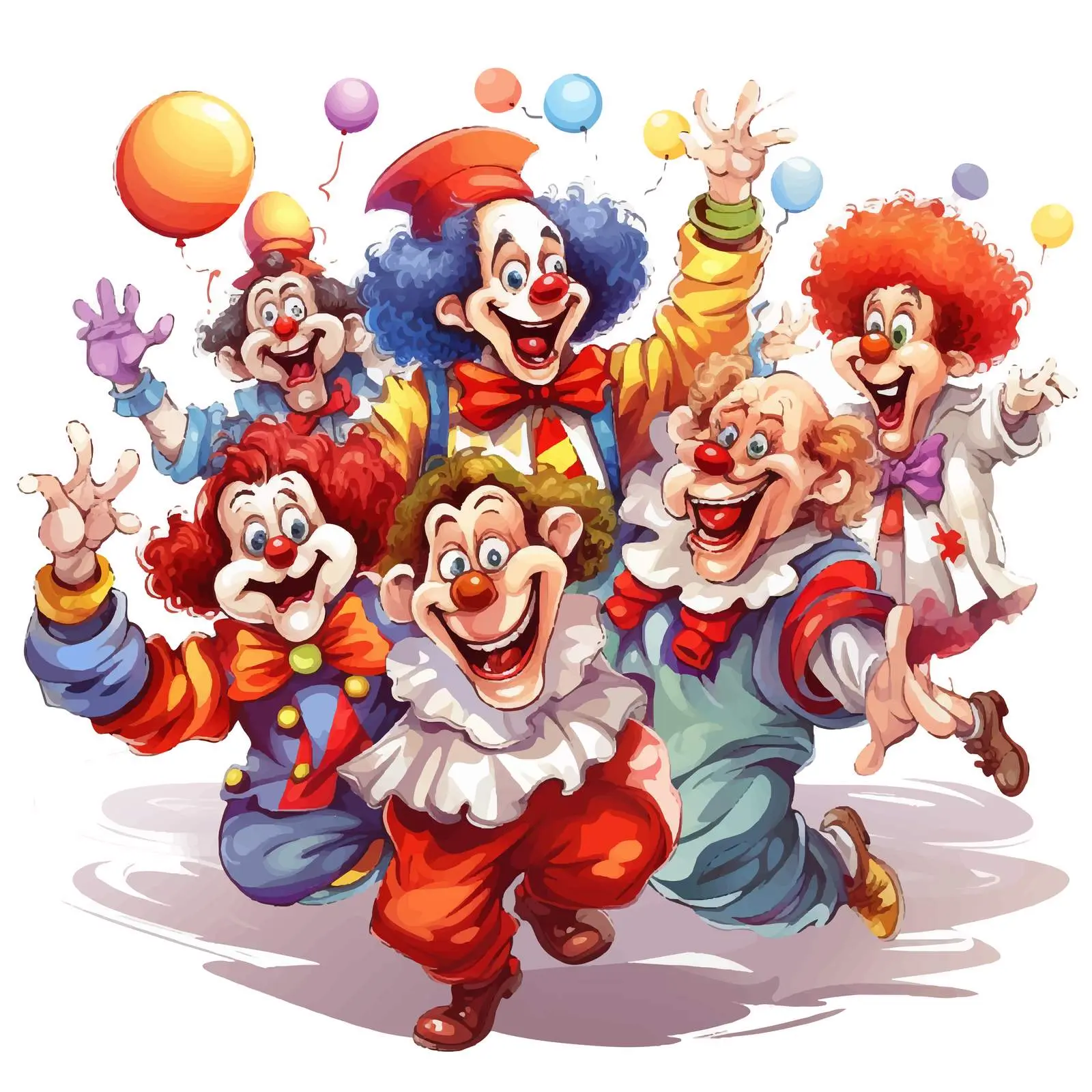 Colorful Clowns Entertaining Illustration Vector Art — free download from Dotvec