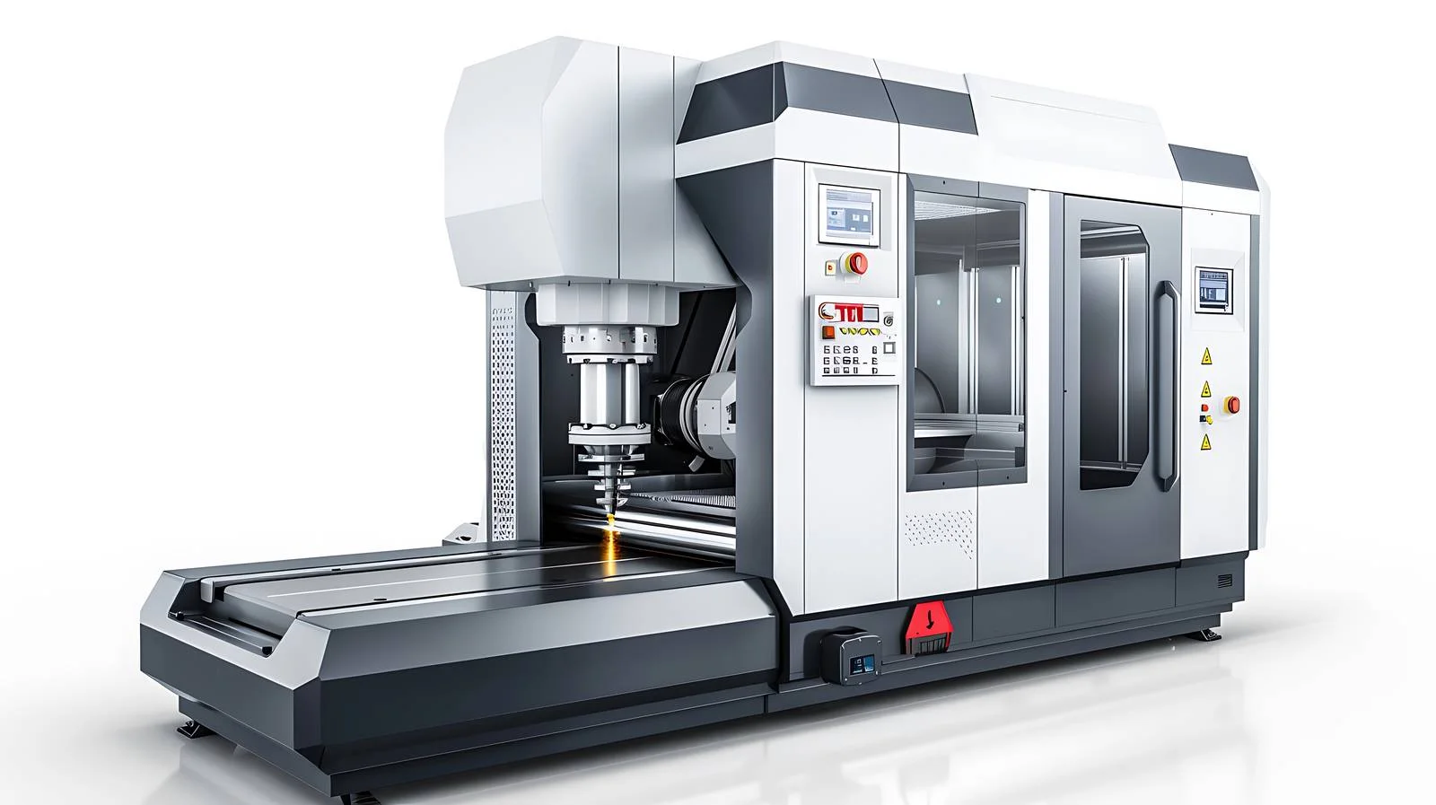 CNC Drilling with Coolant on White Background — free download from Dotvec