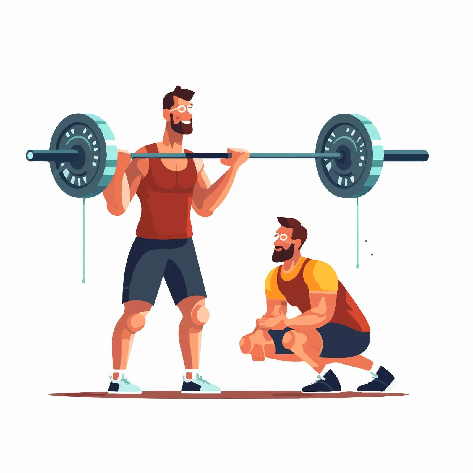 Male Client Squatting with Barbell Coaching Vector – free coach image from Dotvec