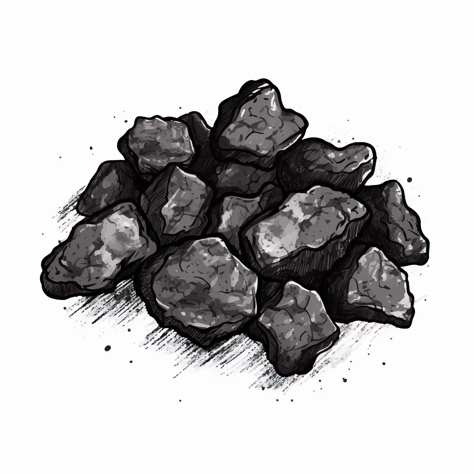 Coal Outline Illustration on White Background – free energy production image from Dotvec