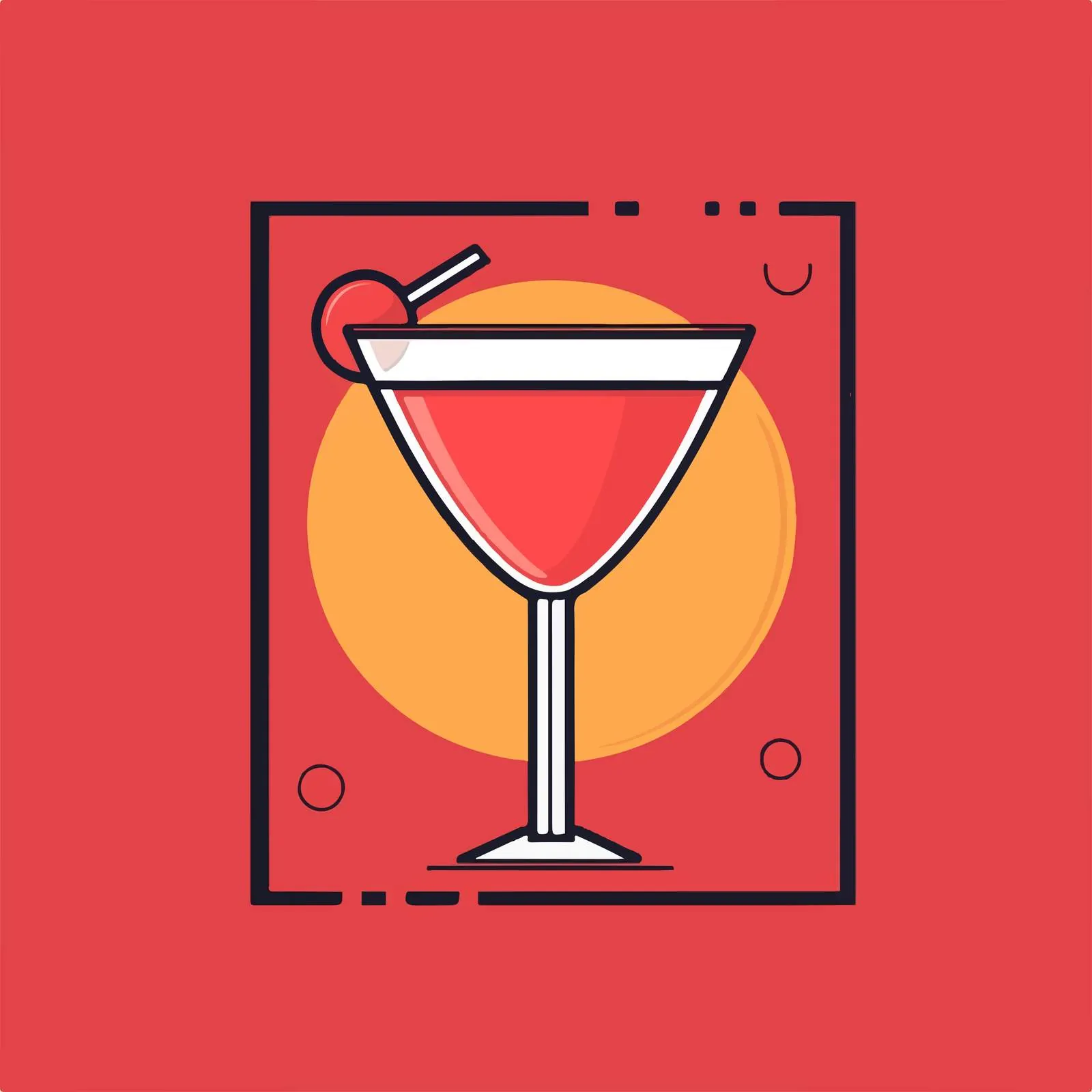 Cocktail Icon Vector on Red Background – free cocktails image from Dotvec