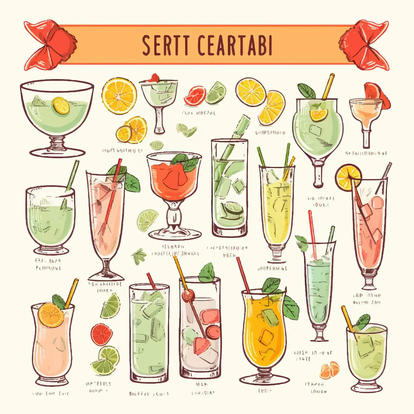 Cocktail Bar Menu Cartoon Vector Illustration – free cocktails image from Dotvec