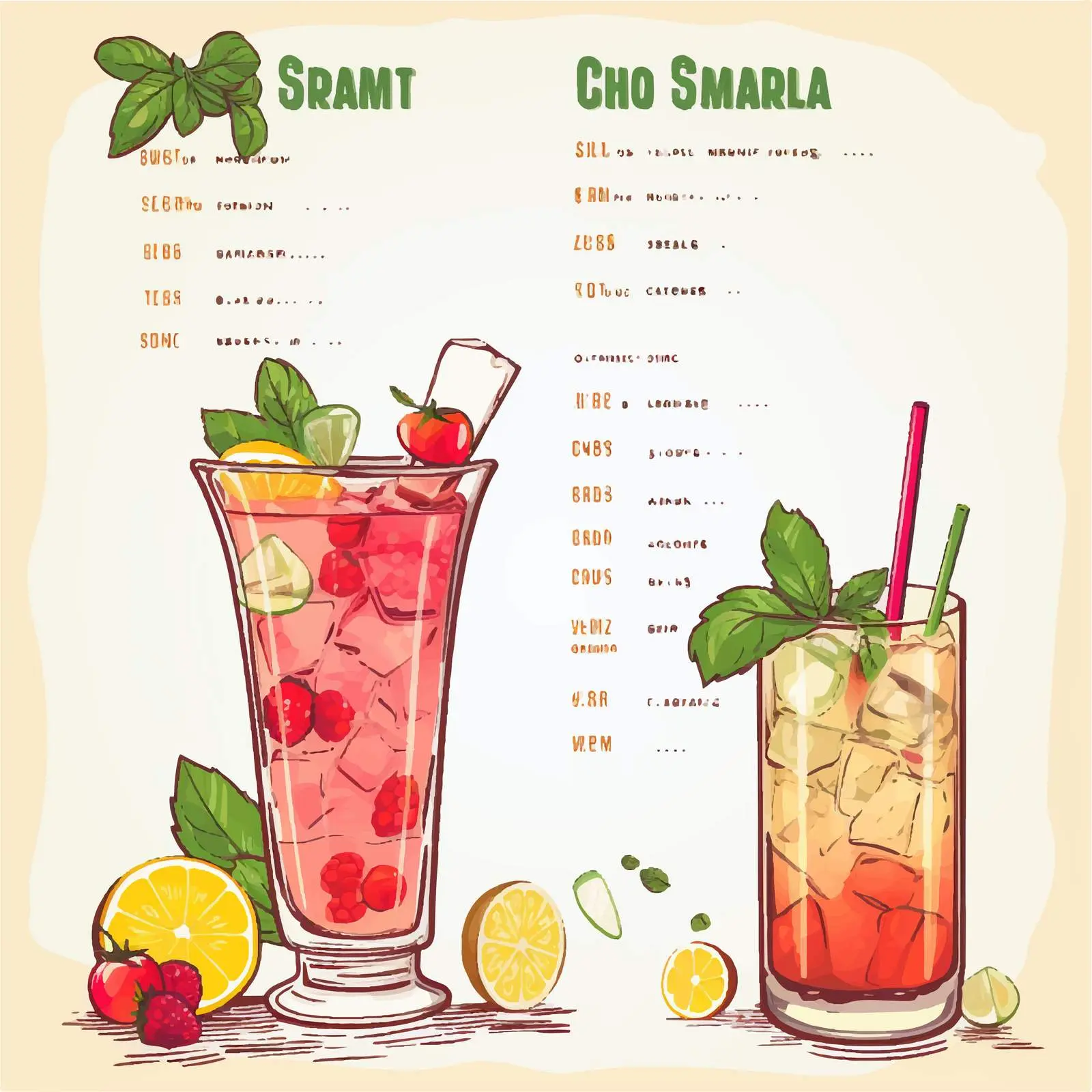 Cartoon Cocktail Bar Menu Vector Illustration – free cocktails image from Dotvec