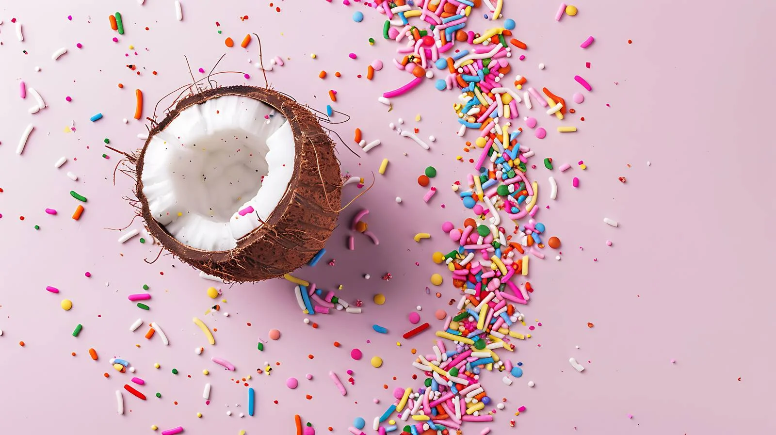 Colorful Coconut Half on Pink Background — free download from Dotvec