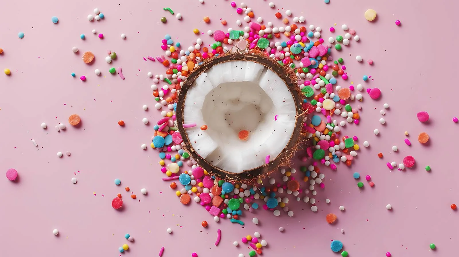 Colorful Coconut with Sprinkles on Pink — free download from Dotvec