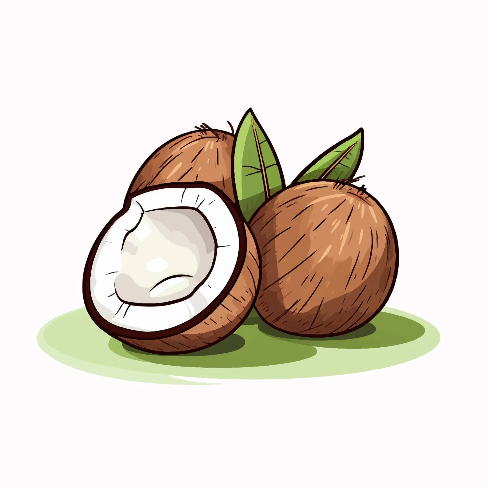 Cartoon Coconut Line Vector Illustration — free download from Dotvec