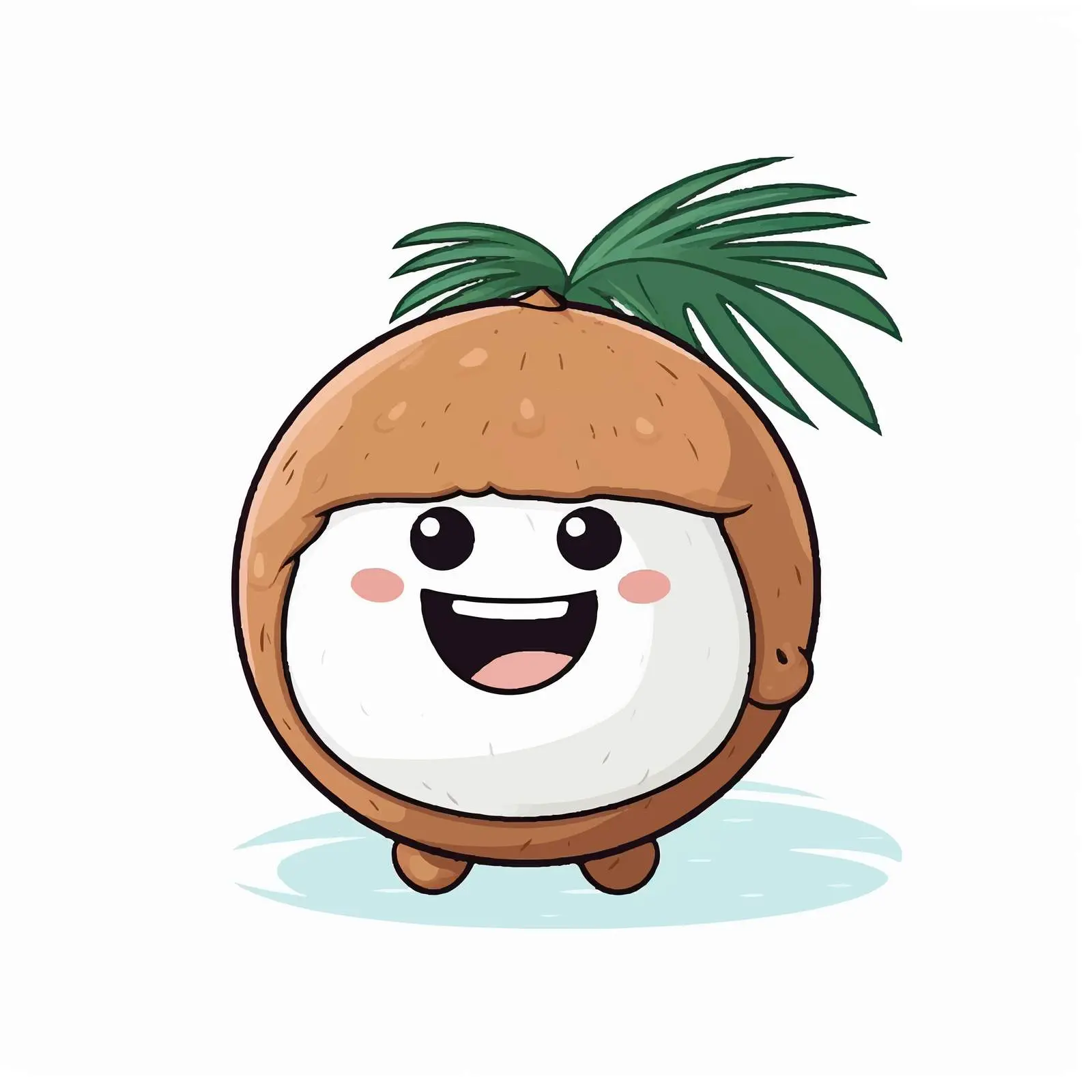 Cartoon Coconut Line Vector Illustration — free download from Dotvec