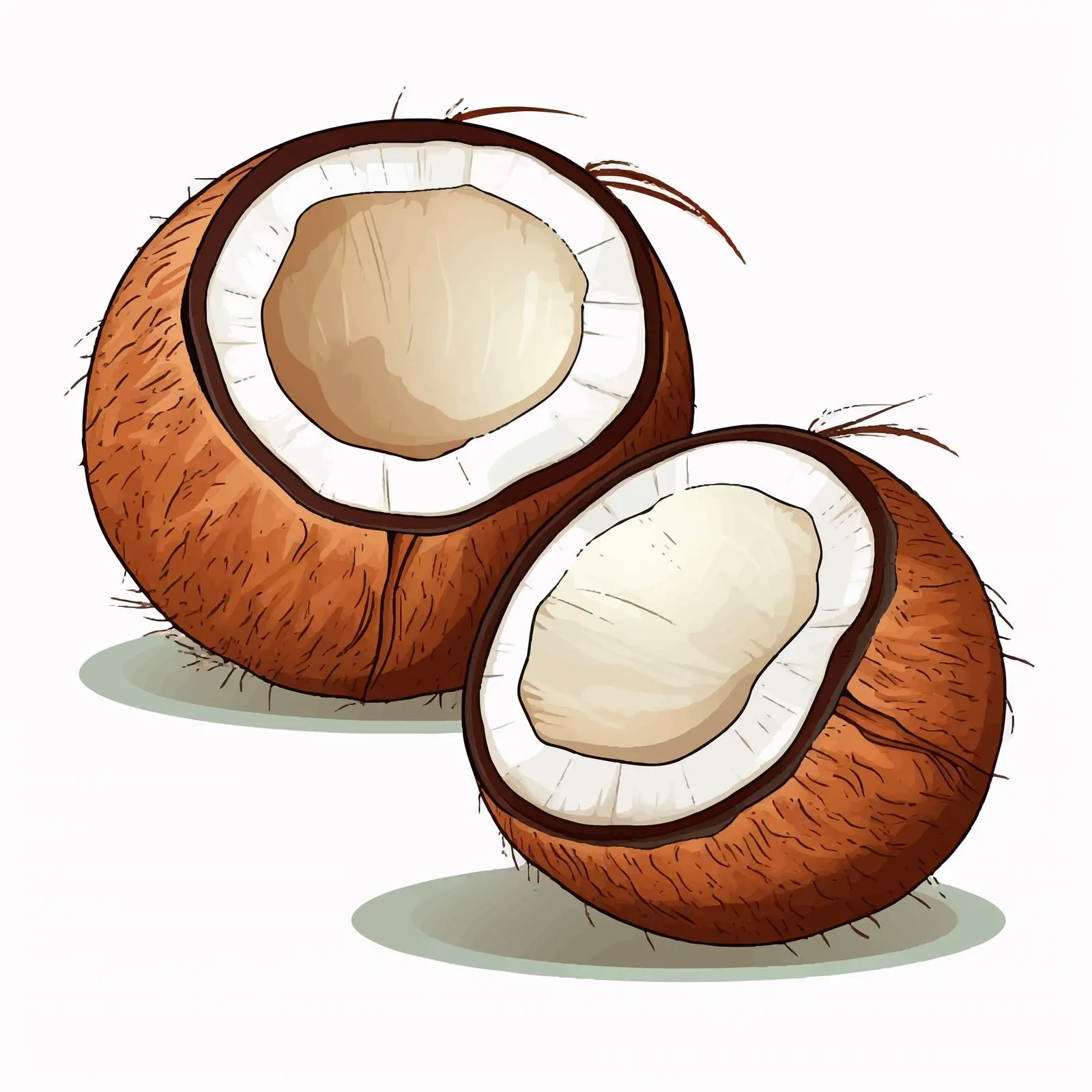 Coconut Line Art Cartoon Vector Illustration — free download from Dotvec