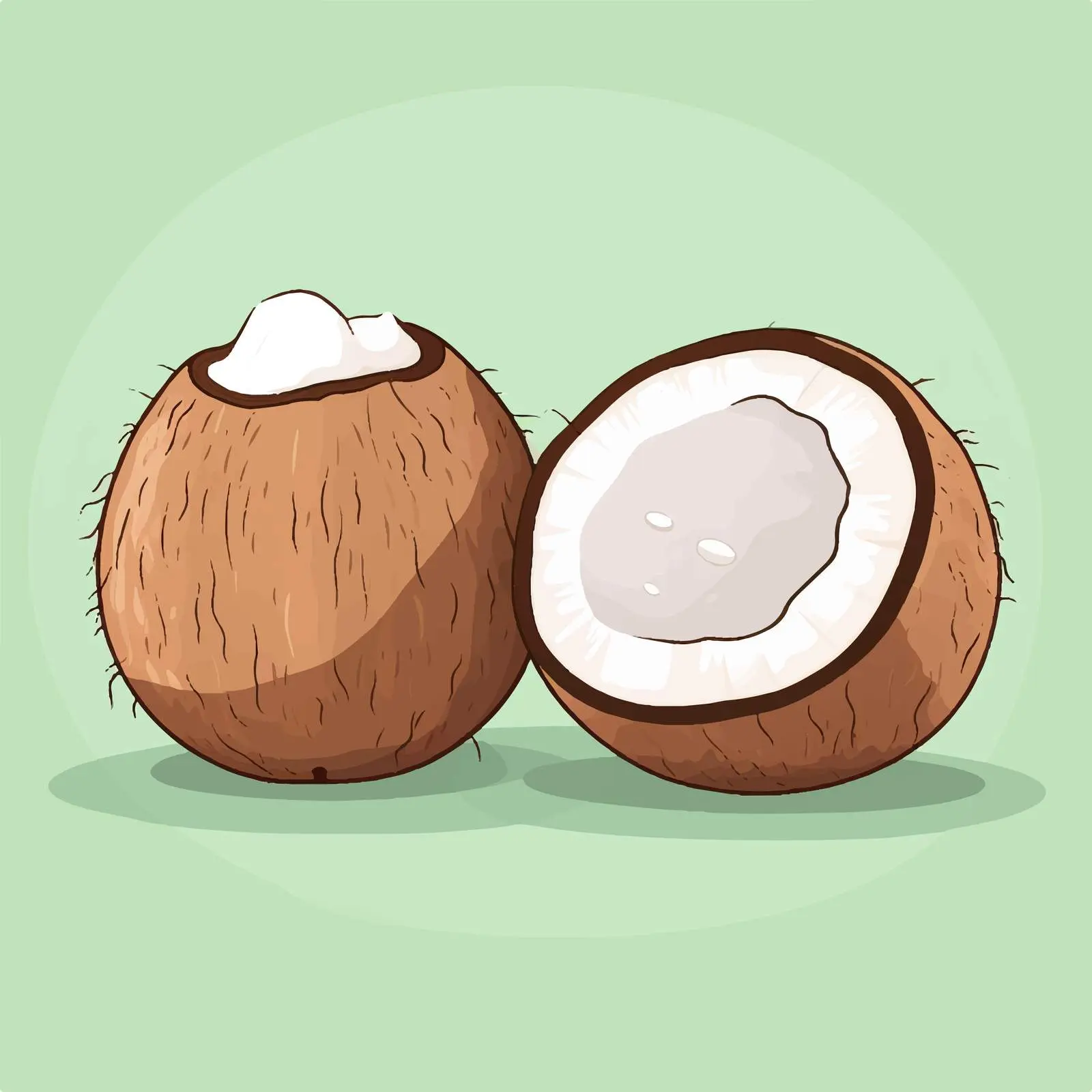 Cartoon Coconut Line Vector Illustration — free download from Dotvec