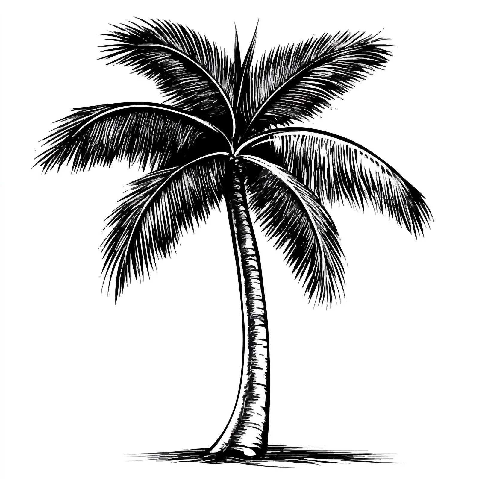 Black and White Coconut Tree Illustration — free download from Dotvec