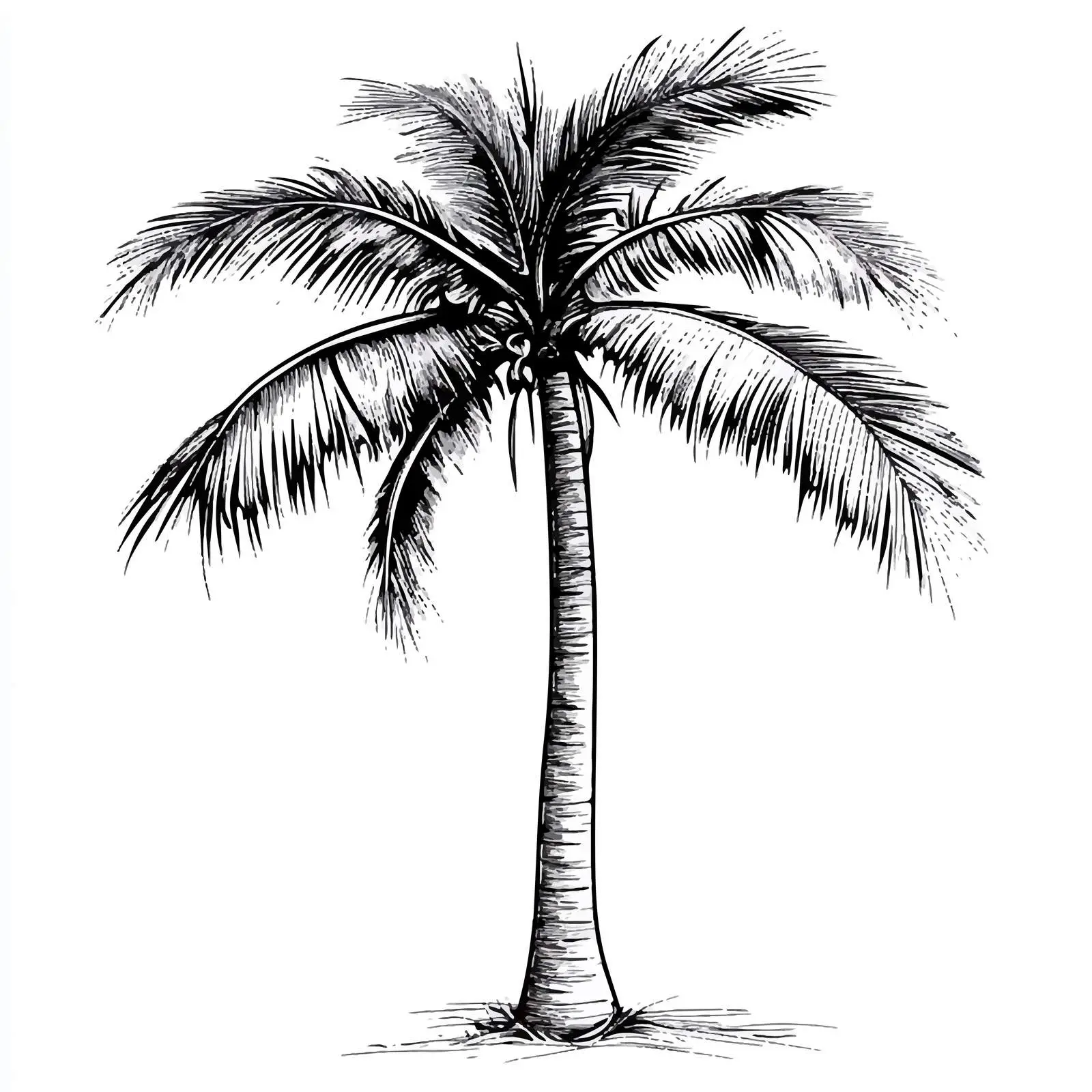 Black and White Coconut Tree Vector — free download from Dotvec