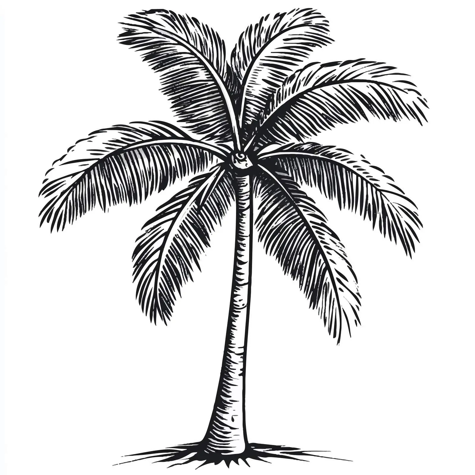 Black and White Coconut Tree Illustration — free download from Dotvec