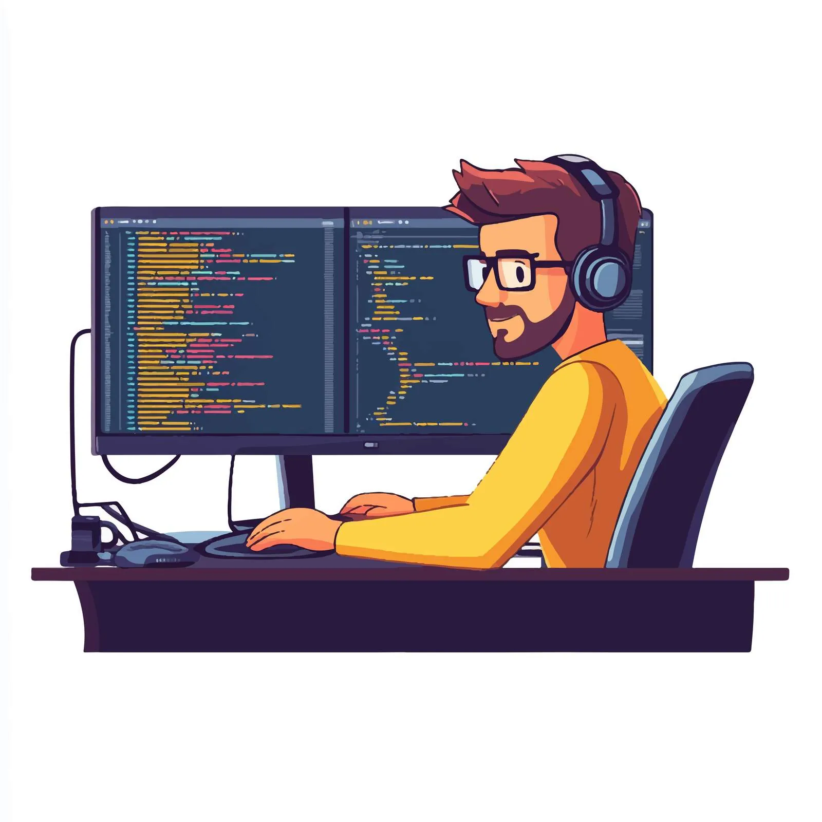 Software Developer Exploring Coding Languages – free app development image from Dotvec