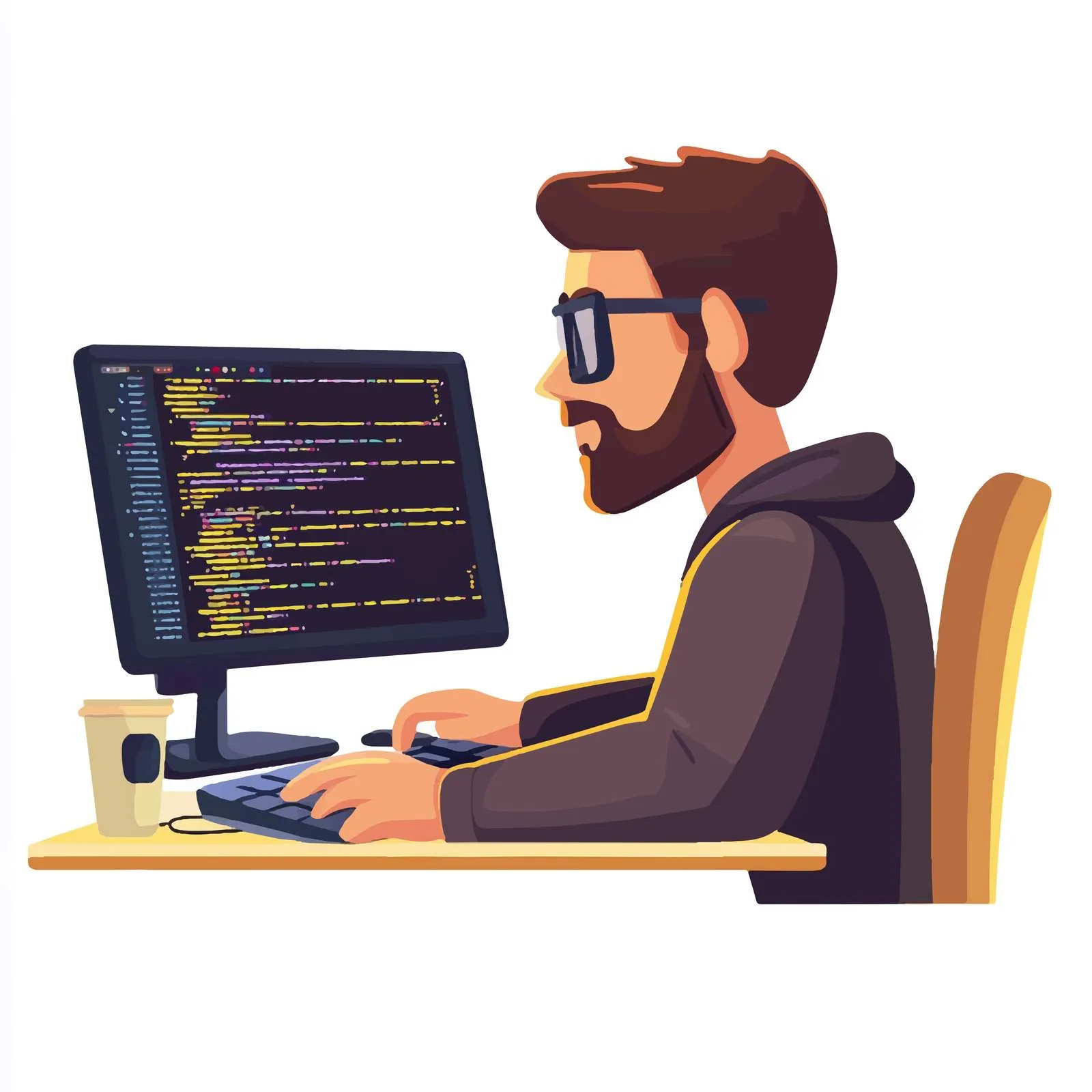 Software Developer Student Working with Code Vectors — free download from Dotvec