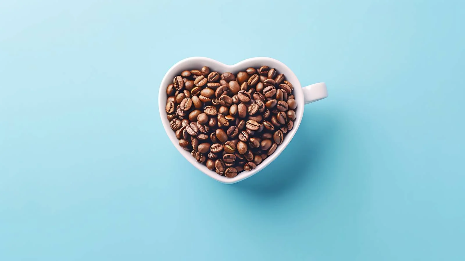 Heart-shaped Coffee Beans with White Cup — free download from Dotvec