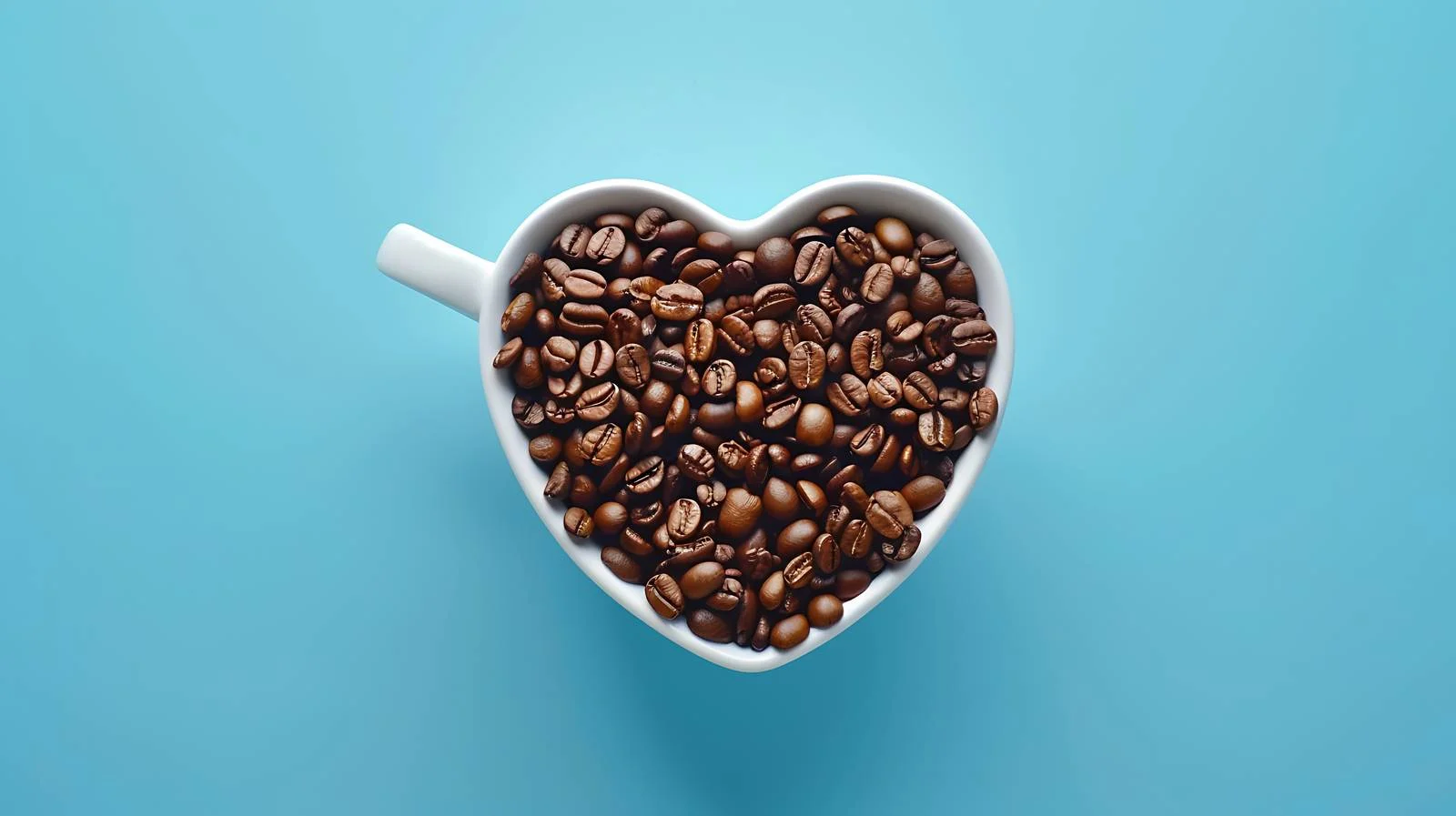 Heart-shaped Coffee Beans with White Cup — free download from Dotvec