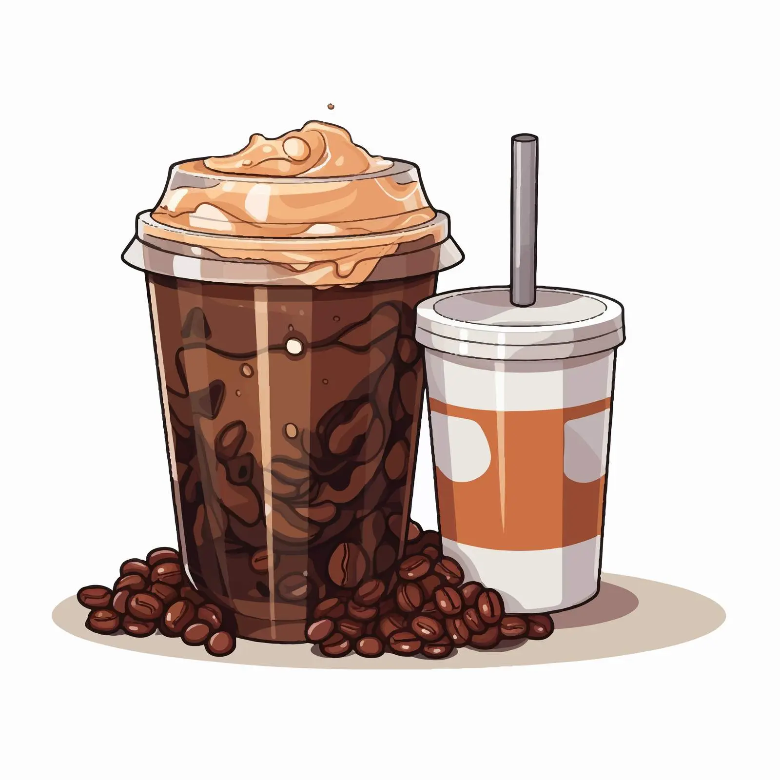 Cartoon Coffee Cup and Plastic Container Illustration — free download from Dotvec