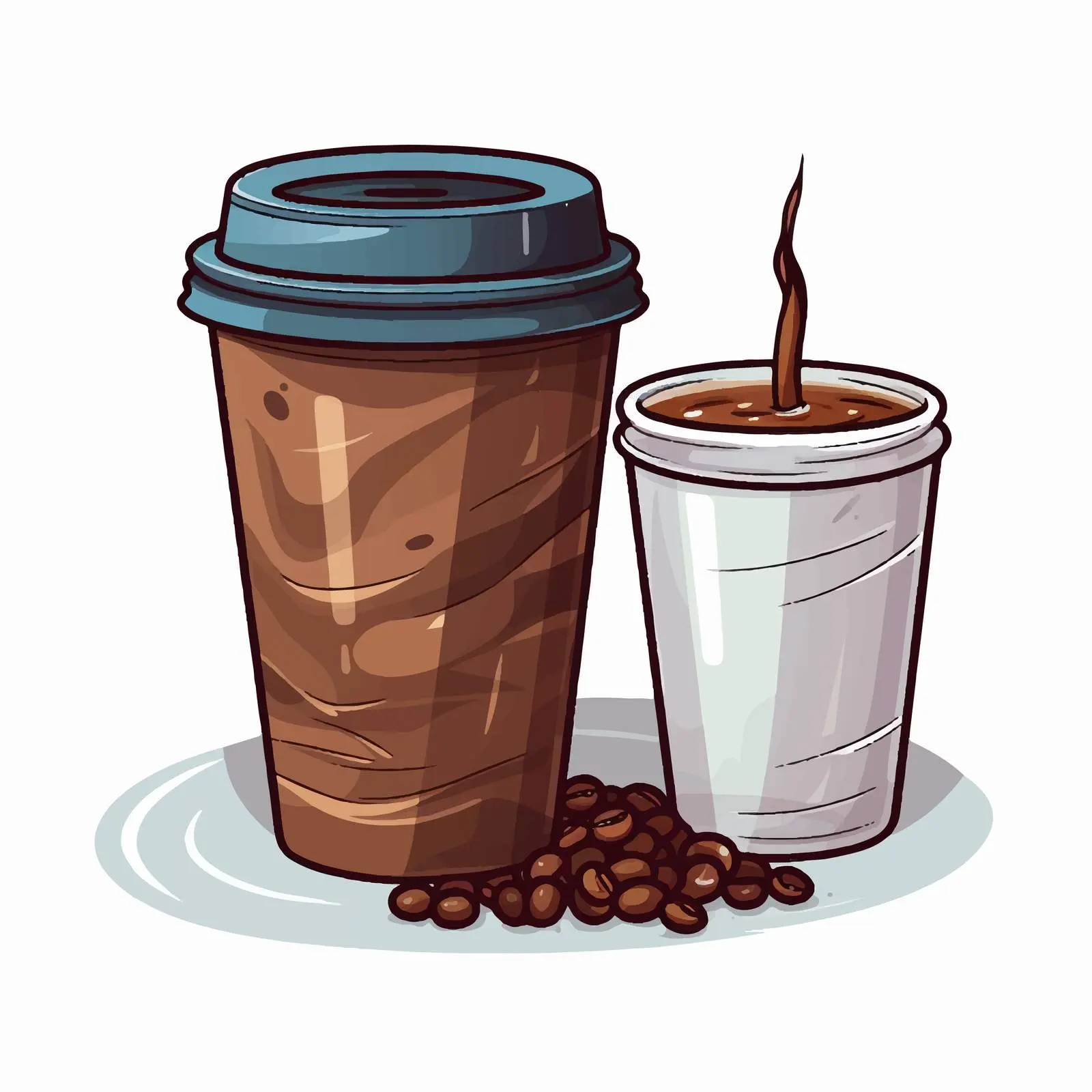 Cartoon Vector Illustration of Coffee Cup and Container — free download from Dotvec