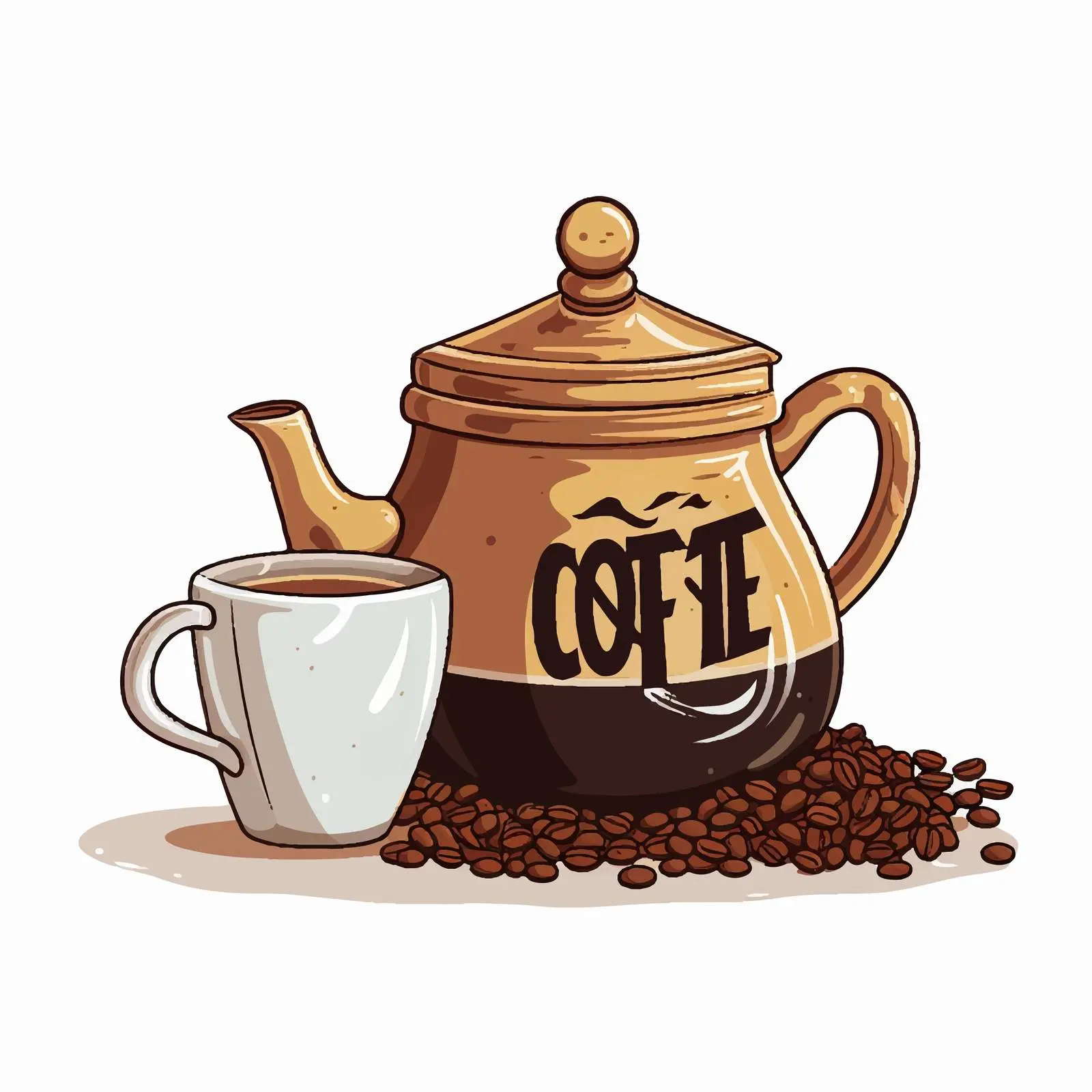 Coffee Day Cartoon Vector Illustration with Pot — free download from Dotvec