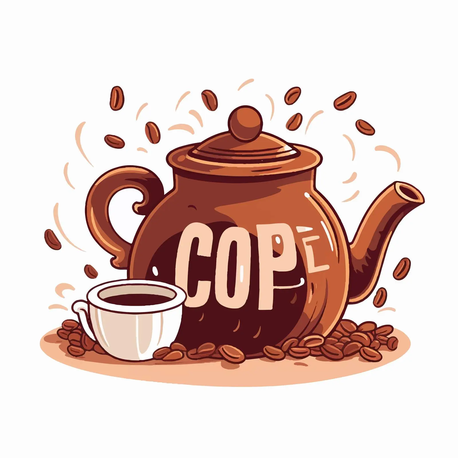 Coffee Day Cartoon Vector with Pot and Lettering — free download from Dotvec